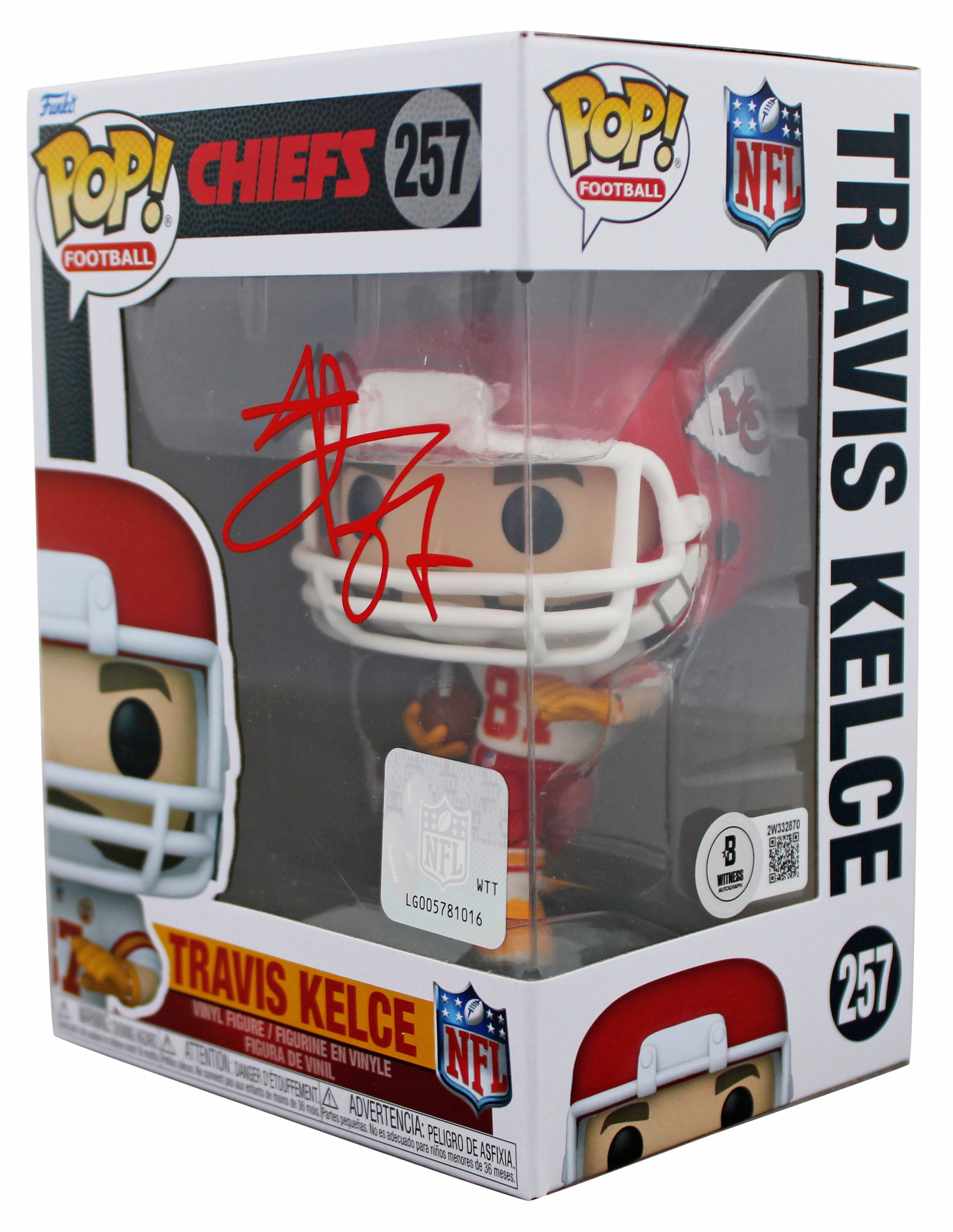 Chiefs Travis Kelce Authentic Signed #257 Funko Pop Vinyl Figure BAS Witnessed