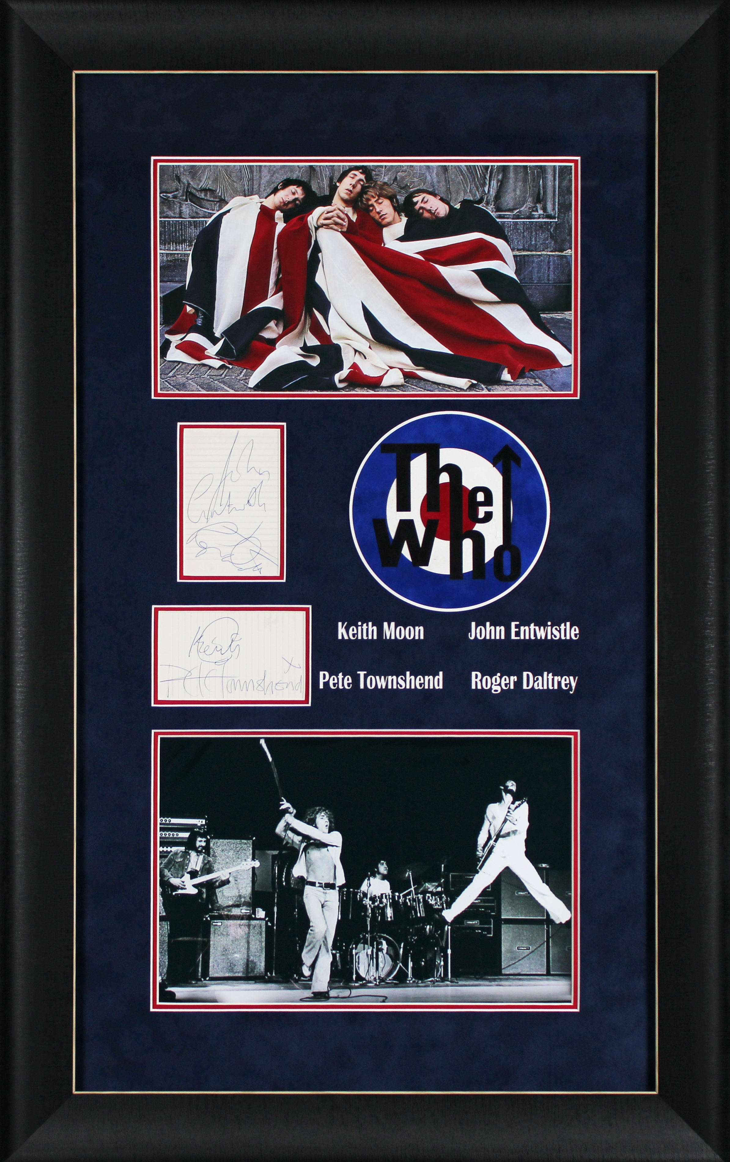 The Who (4) Moon, Townshend, Entwistle, Daltrey Signed & Framed Cut JSA #YY52817