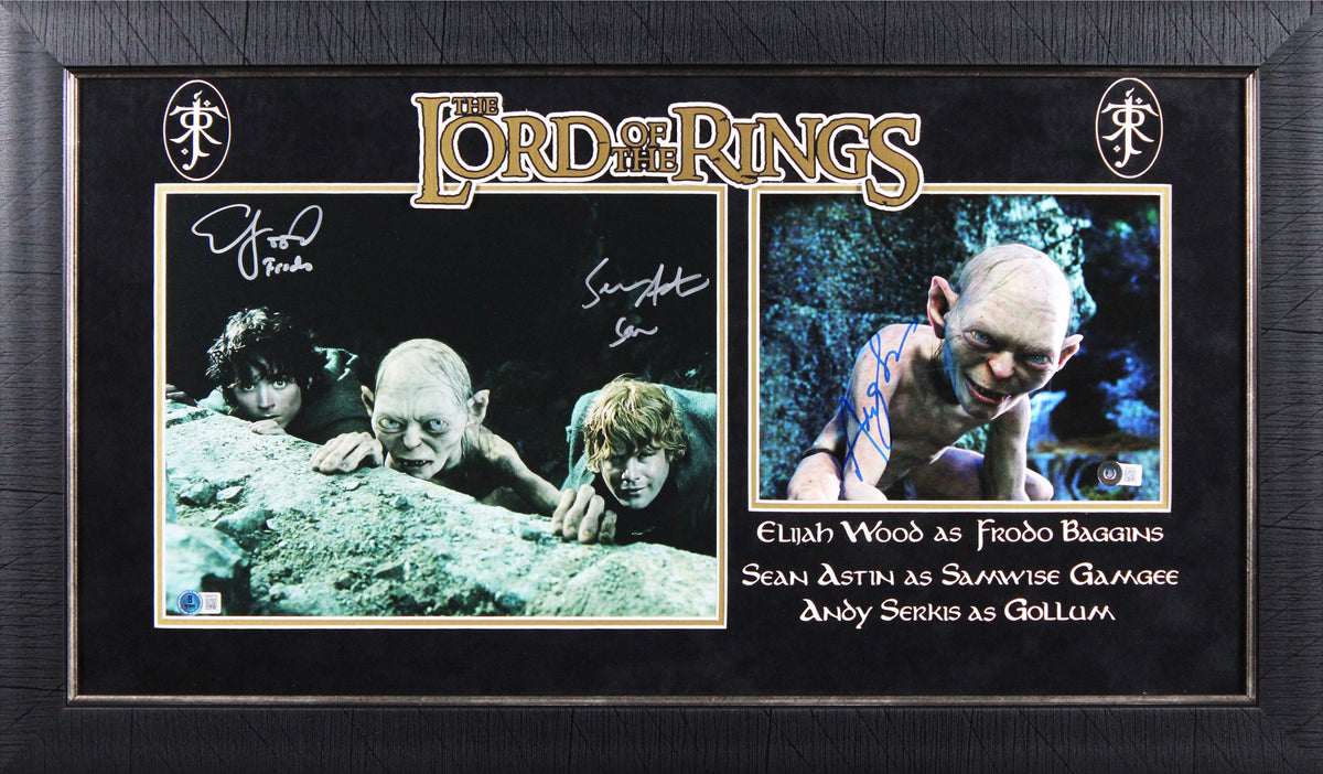 LOTR (3) Astin, Wood & Serkis Authentic Signed 11x14 Photo Framed Display BAS 2