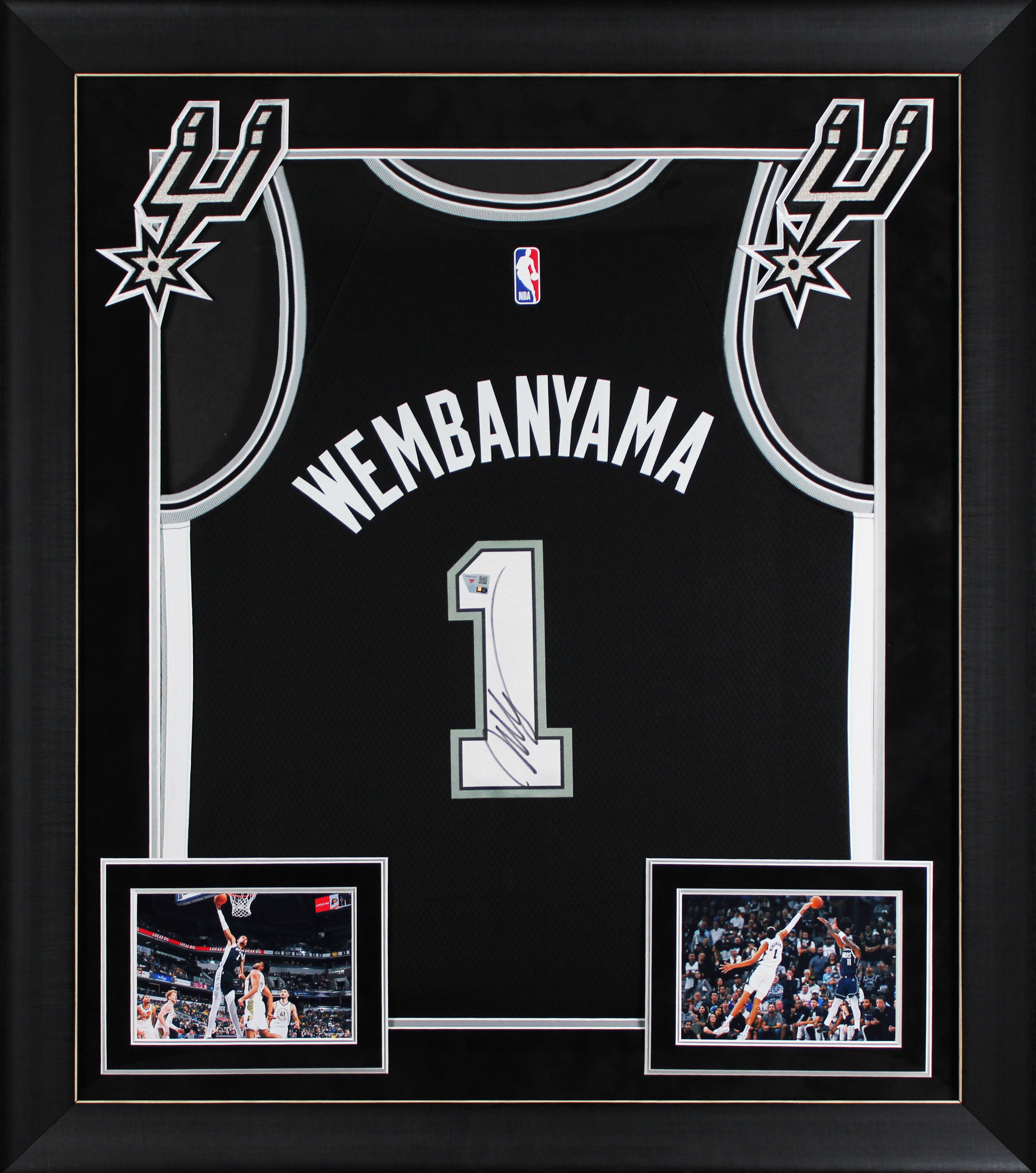 Spurs Victor Wembanyama Signed Black Nike Framed Jersey Fanatics #ZL88422027