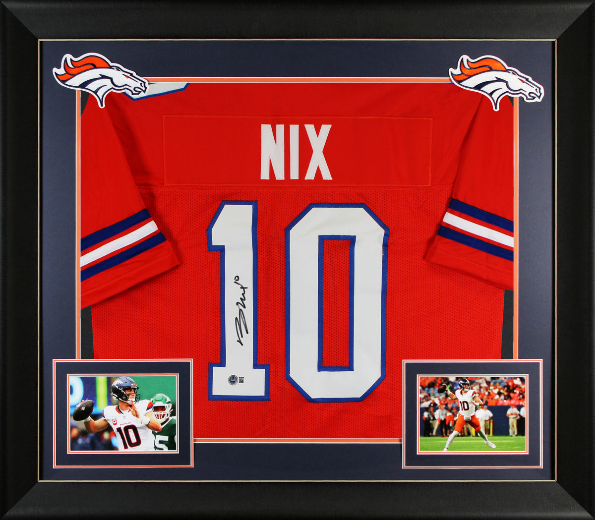 Bo Nix Authentic Signed Orange Throwback Pro Style Framed Jersey BAS Witnessed