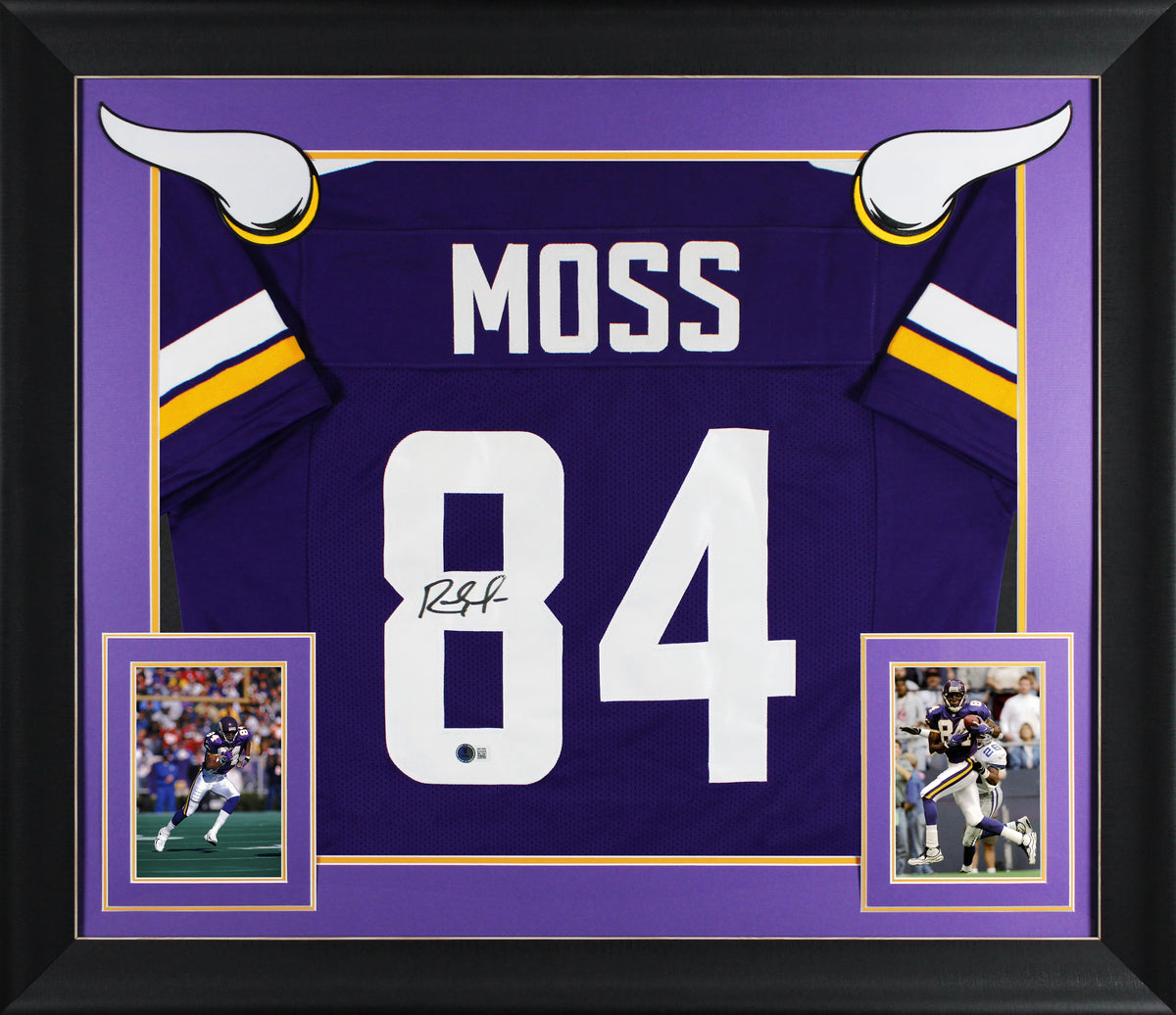 Randy Moss Signed Alternate Purple Pro Style Framed Jersey BAS Witnessed
