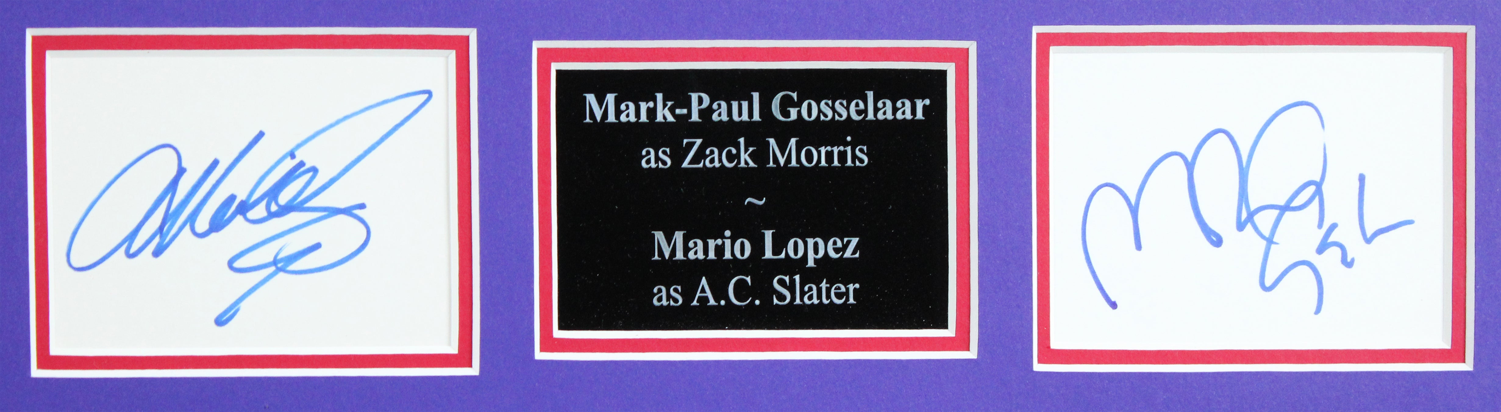 Mark-Paul Gosselaar & Mario Lopez Saved By The Bell Signed Framed Display BAS