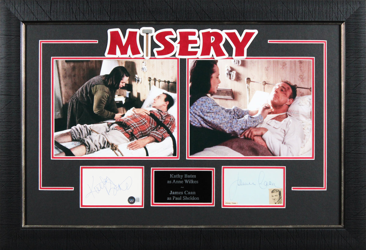 James Caan & Kathy Bates Misery Signed Index Card Framed Display BAS #AE09641