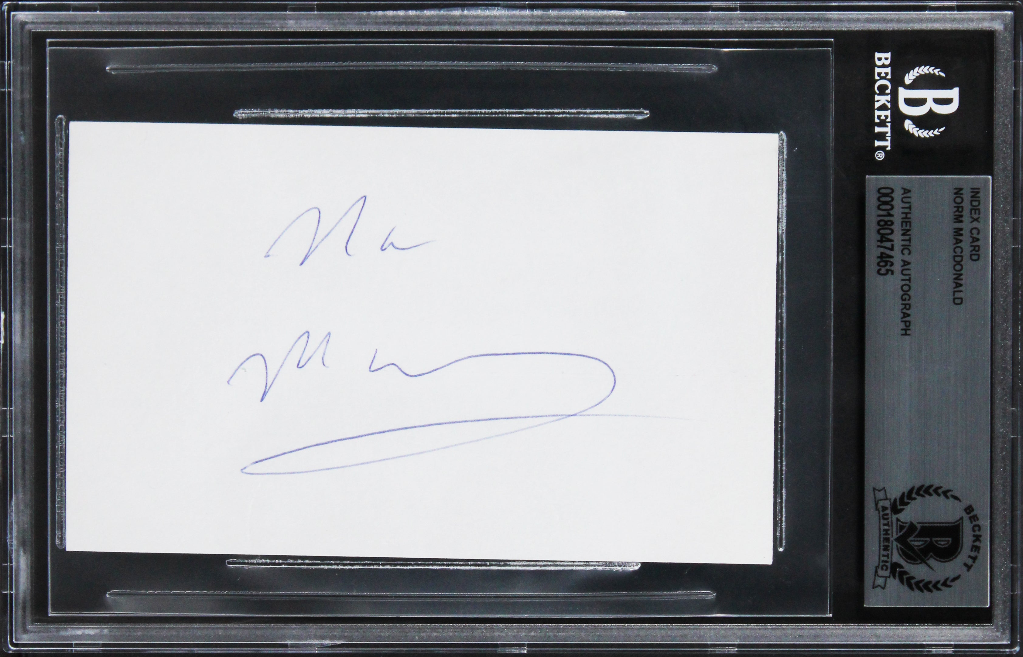 Norm MacDonald Saturday Night Live Authentic Signed 3x5 Index Card BAS Slabbed