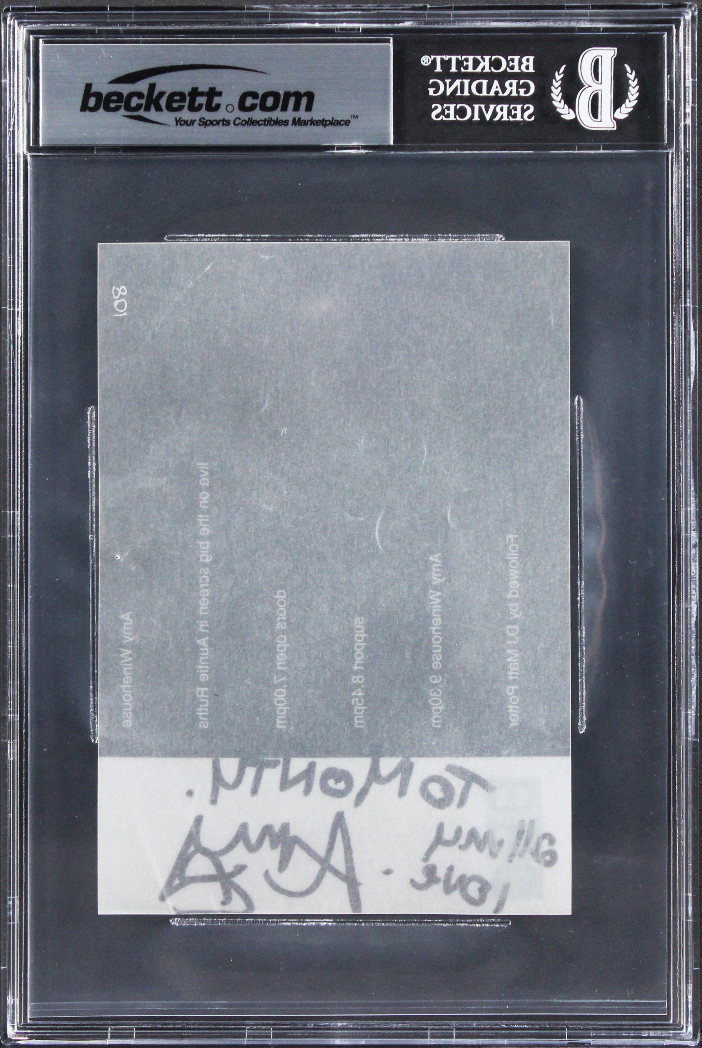 Amy Winehouse "All my love" Signed Black Bottom Club Concert Ticket JSA & BAS