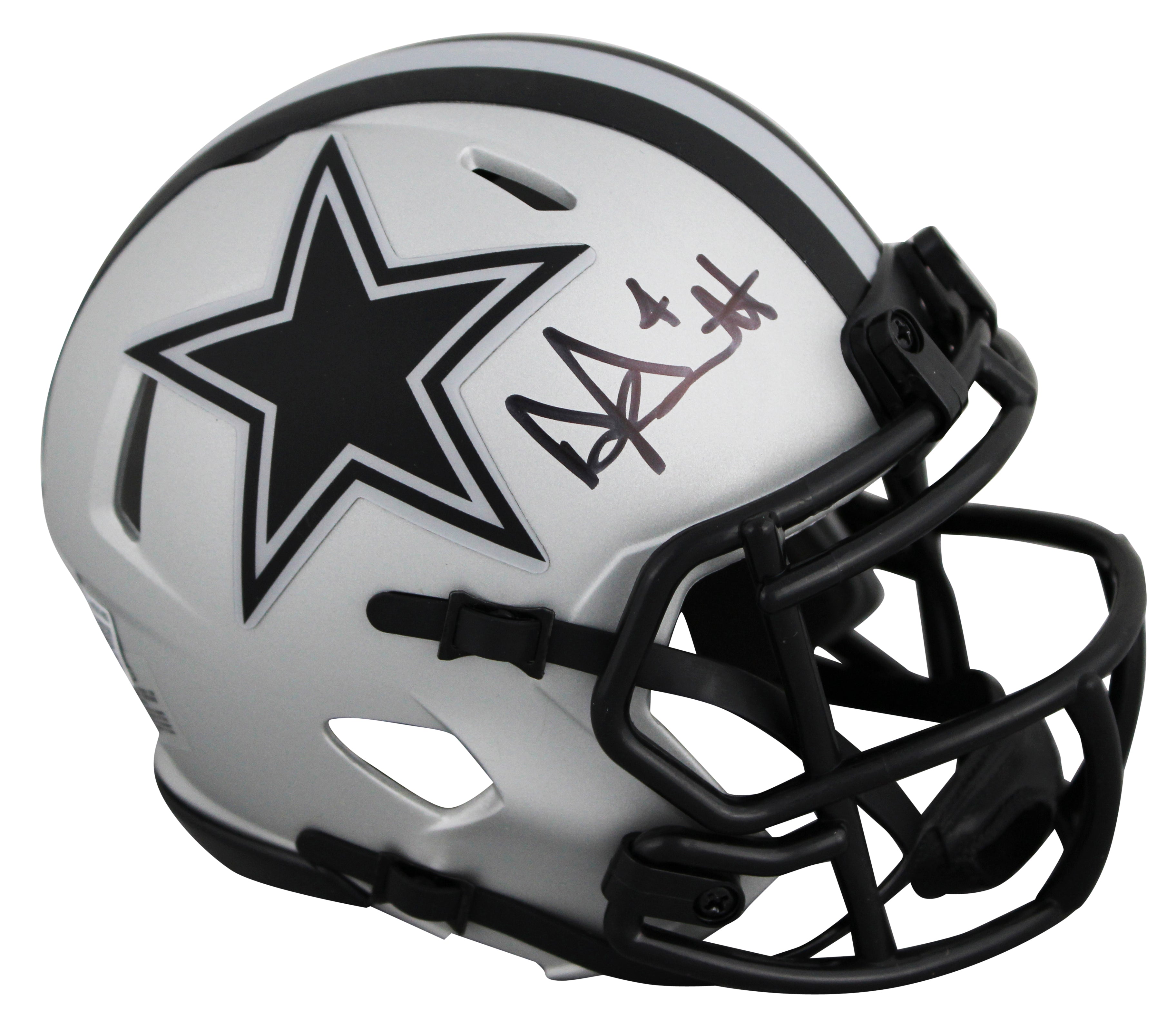 Cowboys Dak Prescott Signed Rave Speed Mini Helmet W/ Case BAS Witnessed