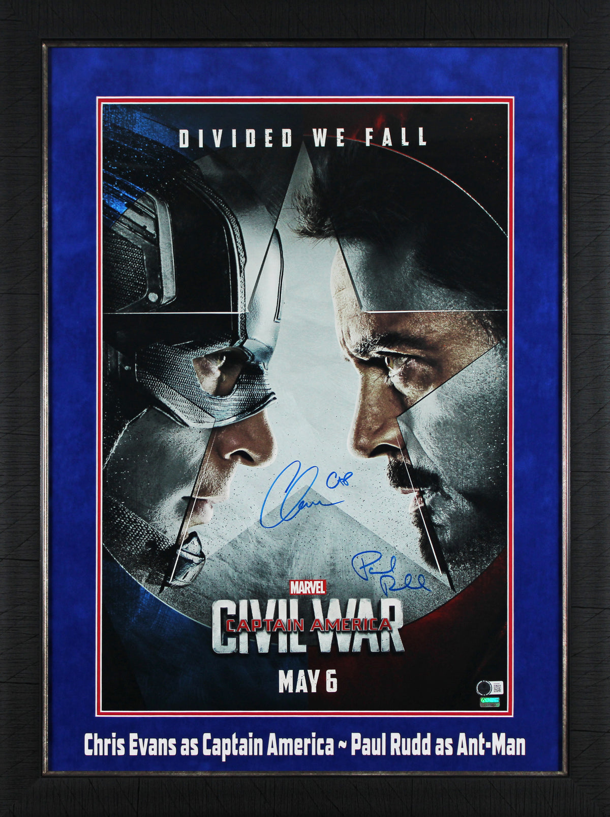 Chris Evans & Paul Rudd Captain America Civil War Signed 16x25 Poster BAS LOA
