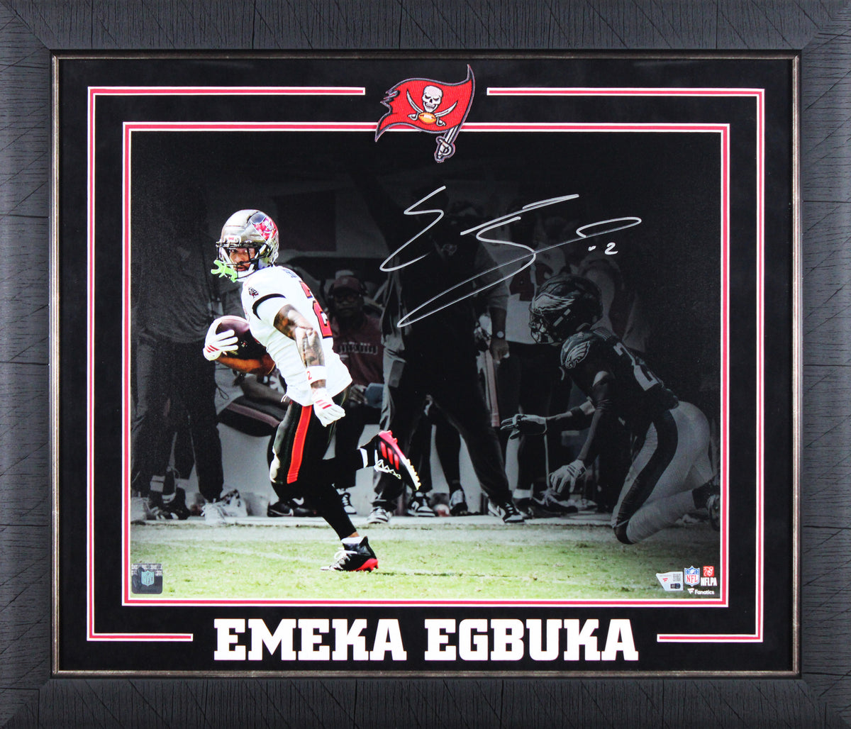 Buccaneers Emeka Egbuka Signed 16x20 Framed Horizontal Spotlight Photo Fanatics