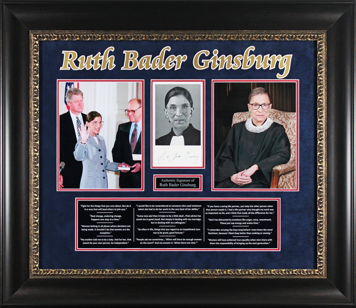 Ruth Bader Ginsburg USSC Justice Signed & Framed 4.5x7.5 Photo BAS #AB40903