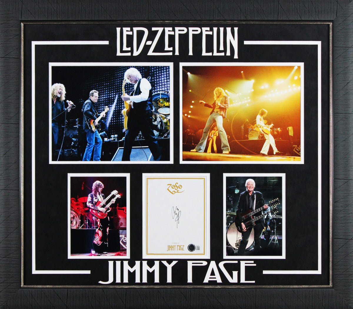 Jimmy Page Led Zeppelin Authentic Signed Cut Signature Framed Display BAS LOA