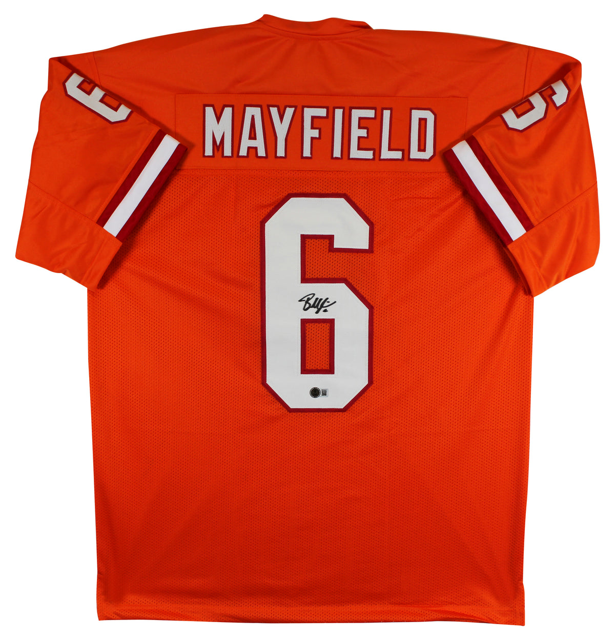 Baker Mayfield Authentic Signed Orange Throwback Pro Style Jersey BAS Witnessed