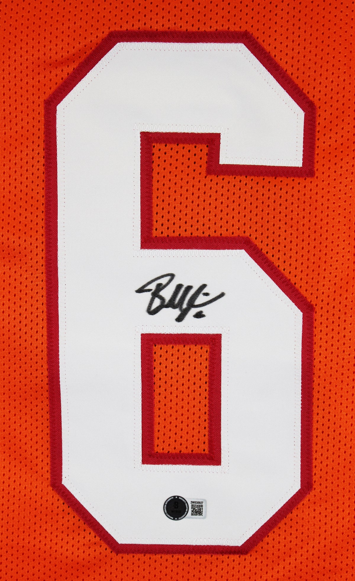 Baker Mayfield Authentic Signed Orange Throwback Pro Style Jersey BAS Witnessed