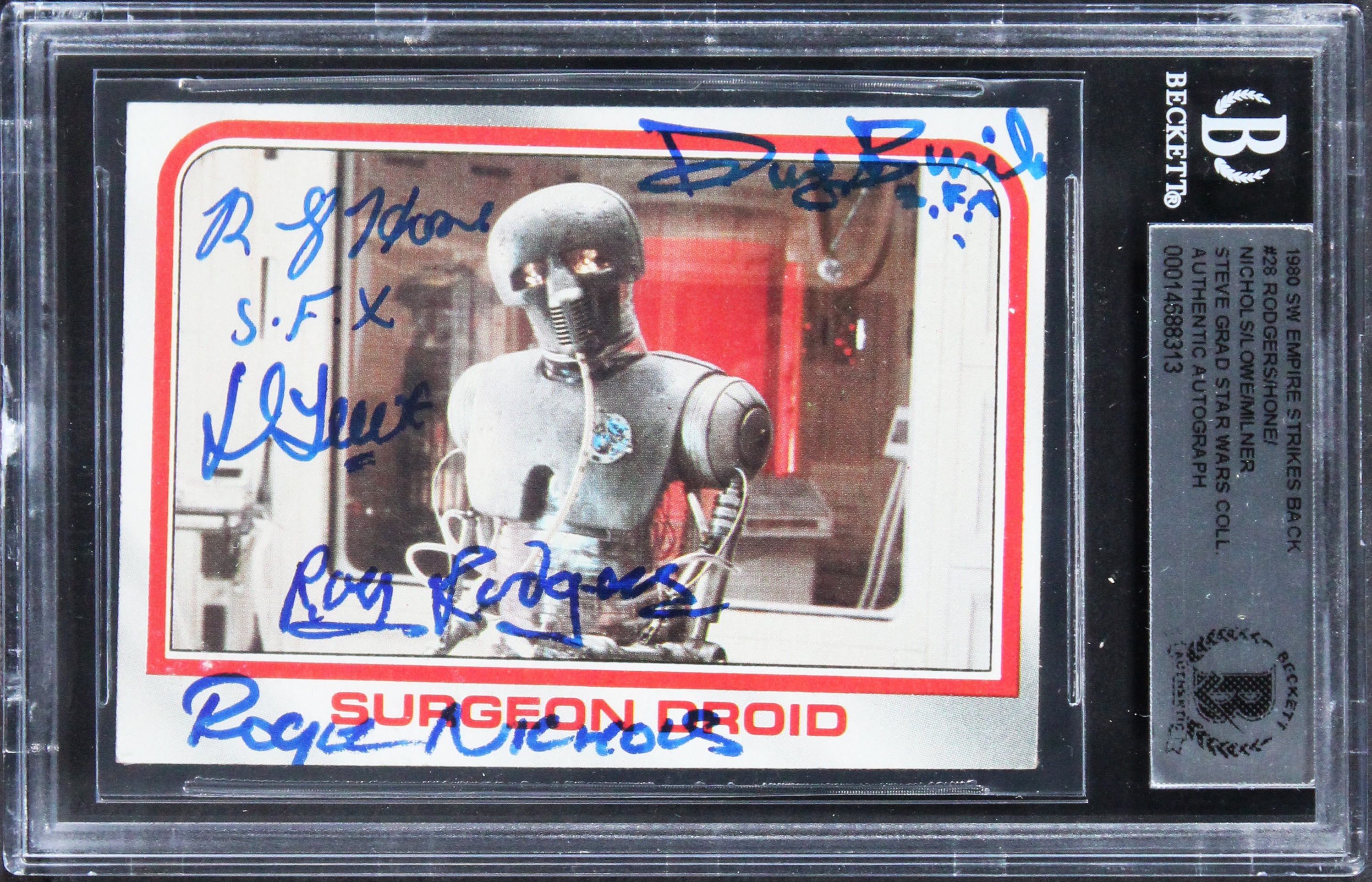 Star Wars (5) Rodgers, Hone, Nichols +2 Signed 1980 SW ESB #28 Card BAS Slabbed