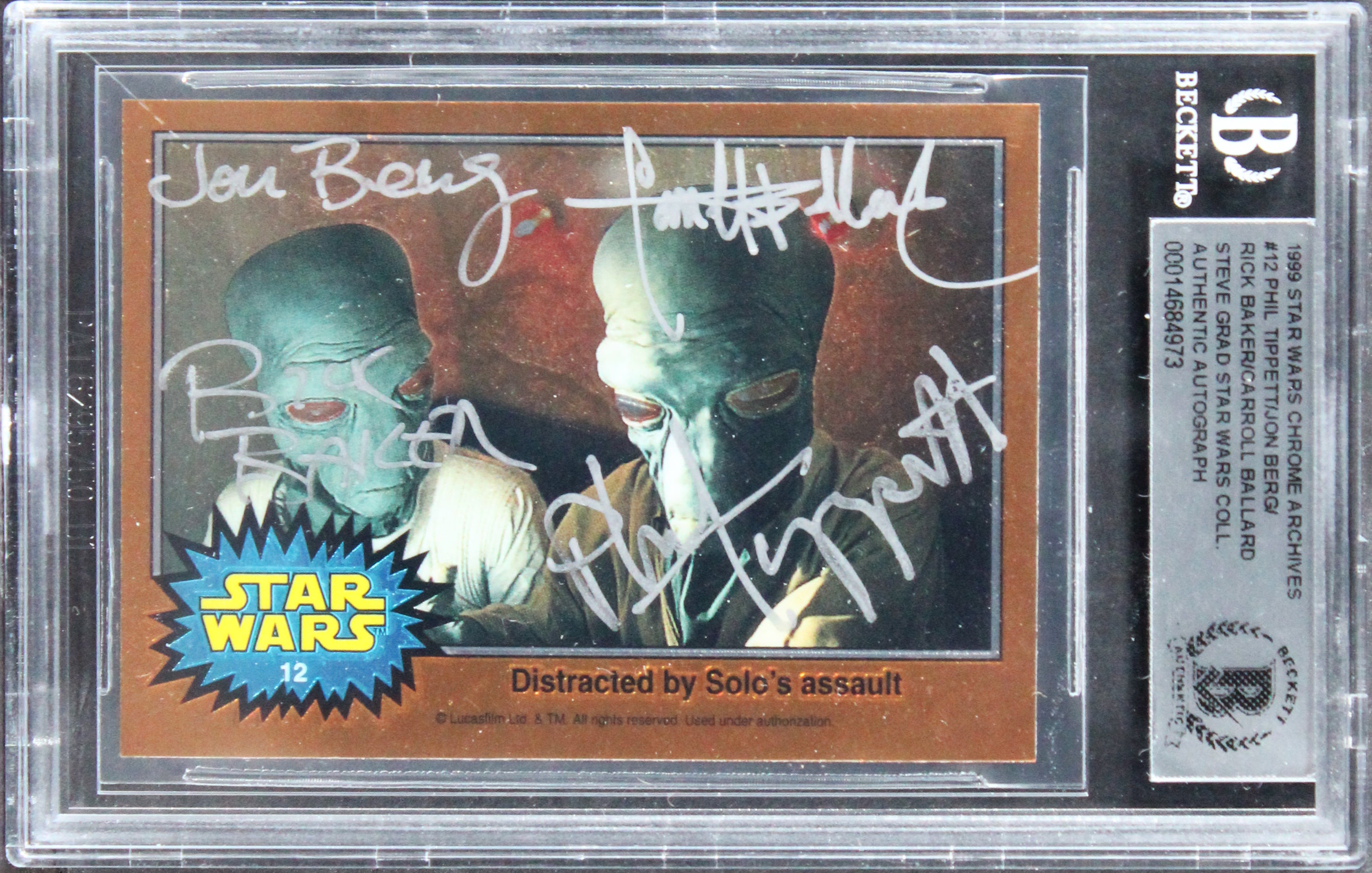 Star Wars (4) Baker, Tippett +2 Signed 1999 SW Chrome Arc #12 Card BAS Slabbed