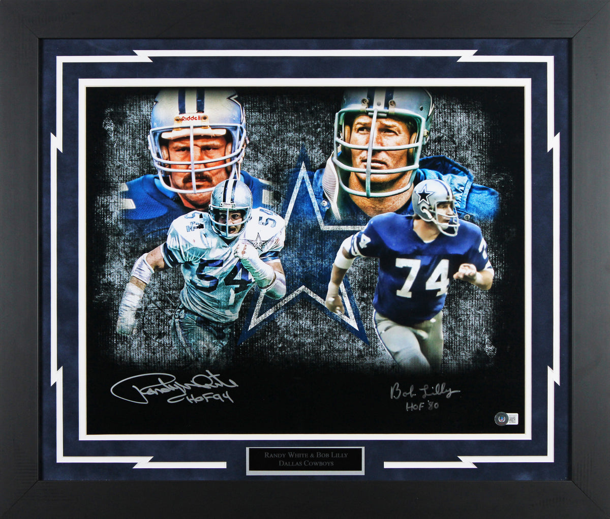 Cowboys Randy White & Bob Lilly "HOF" Signed 16x20 Framed Photo BAS Wit #WY33421