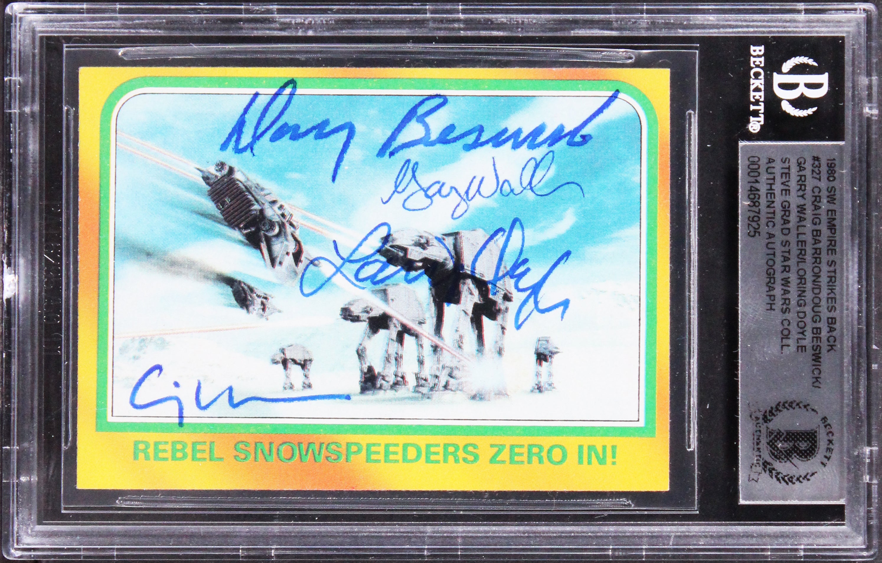 Star Wars (4) Beswick, Barron, Doyle +1 Signed 1980 SW ESB #327 Card BAS Slabbed