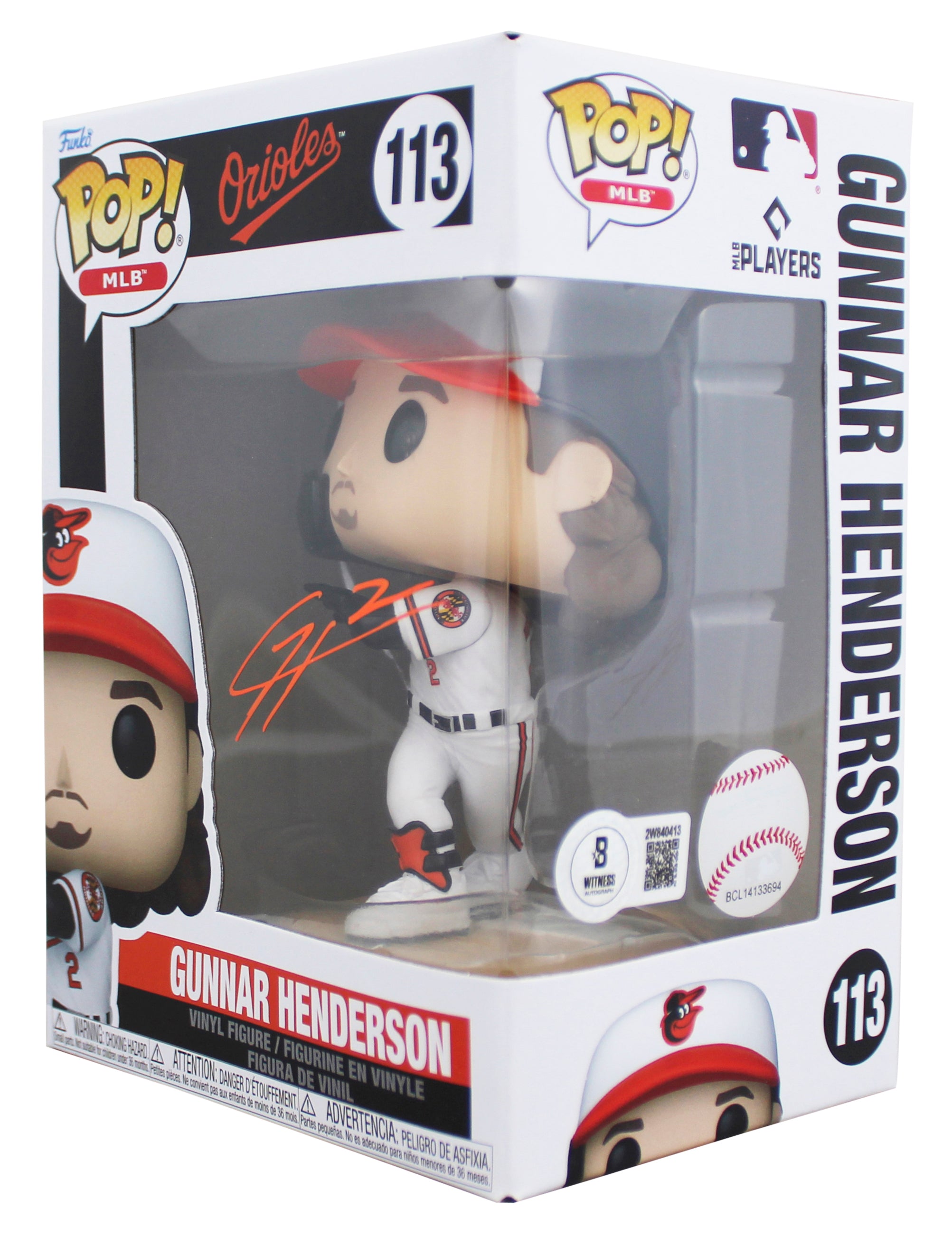 Orioles Gunnar Henderson Signed #113 Funko Pop Vinyl Figure BAS Witnessed