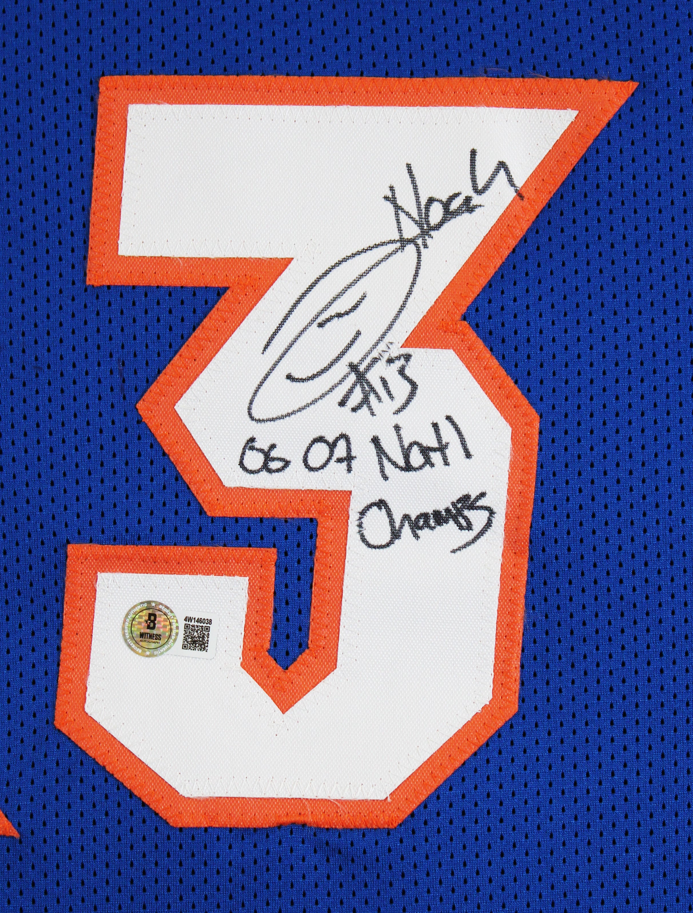 Florida Joakim Noah "06 & 07 Nat'l Champs" Signed Blue Pro Style Jersey BAS Wit