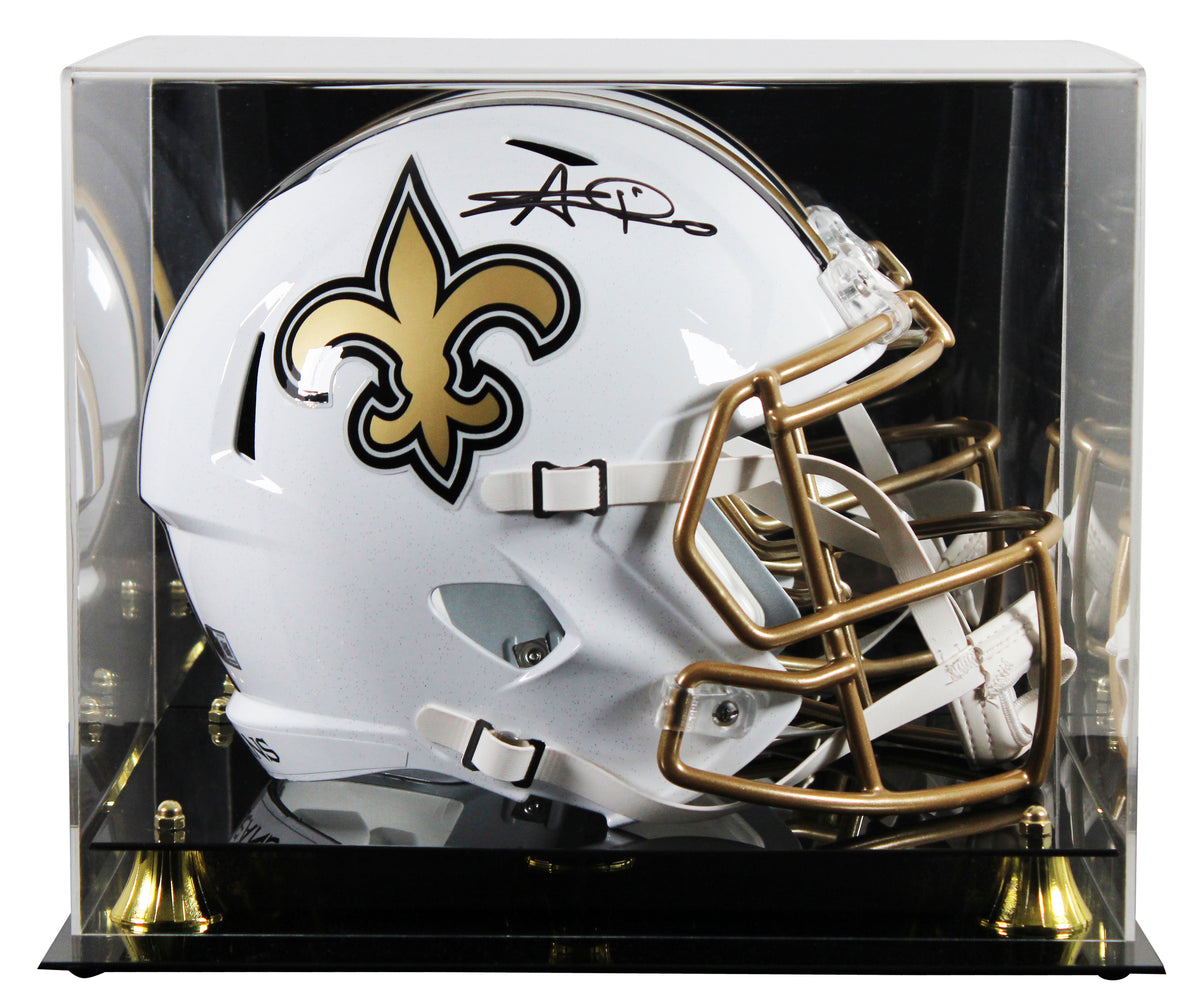 Saints Alvin Kamara Signed 2025 On-Field Alt F/S Speed Rep Helmet W/ Case BAS W