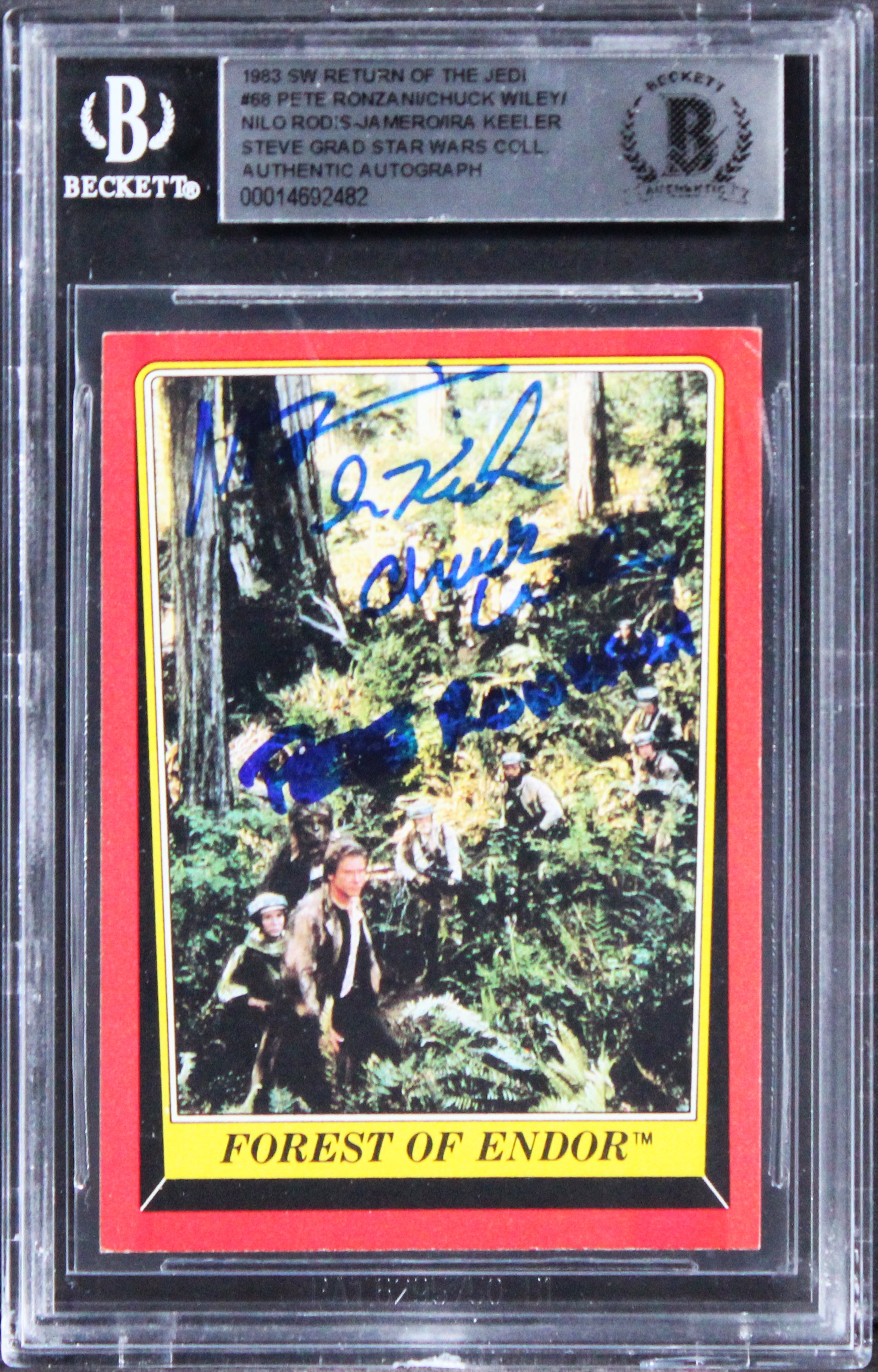 Star Wars (4) Ronzani, Wiley, Keeler +1 Signed 1983 SW ROTJ #68 Card BAS Slabbed