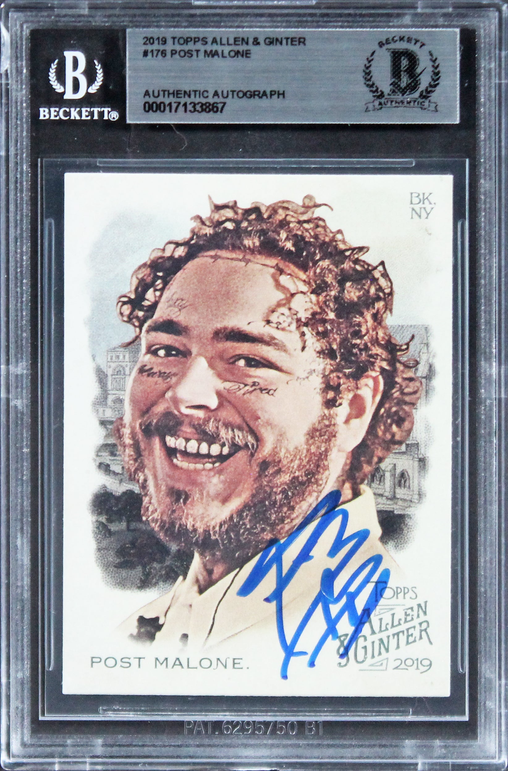 Post Malone Authentic Signed 2019 Topps Allen & Ginter #176 Card BAS Slabbed 2