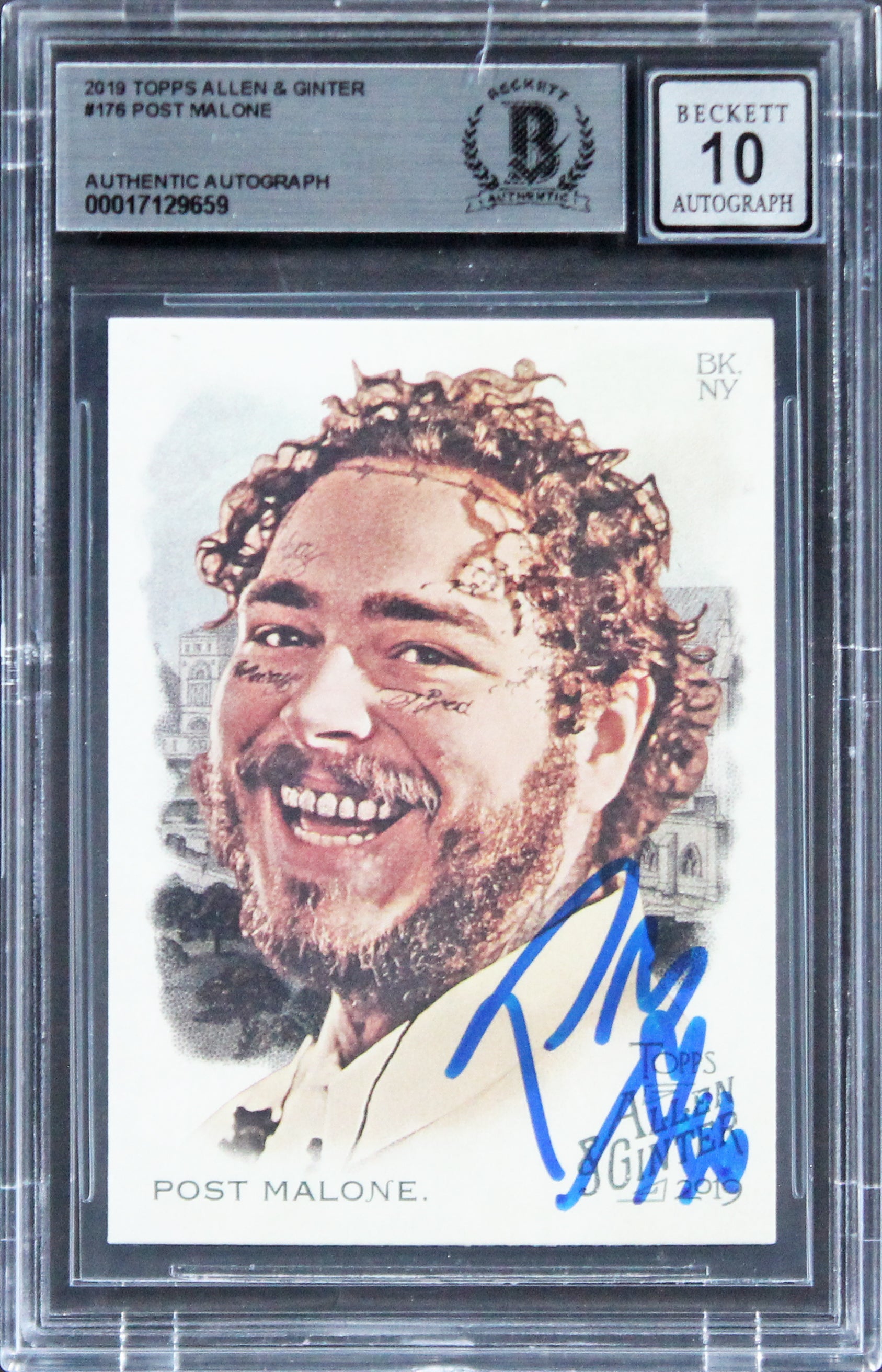 Post Malone Signed 2019 Topps Allen & Ginter #176 Card Auto Grade 10 BAS Slabbed