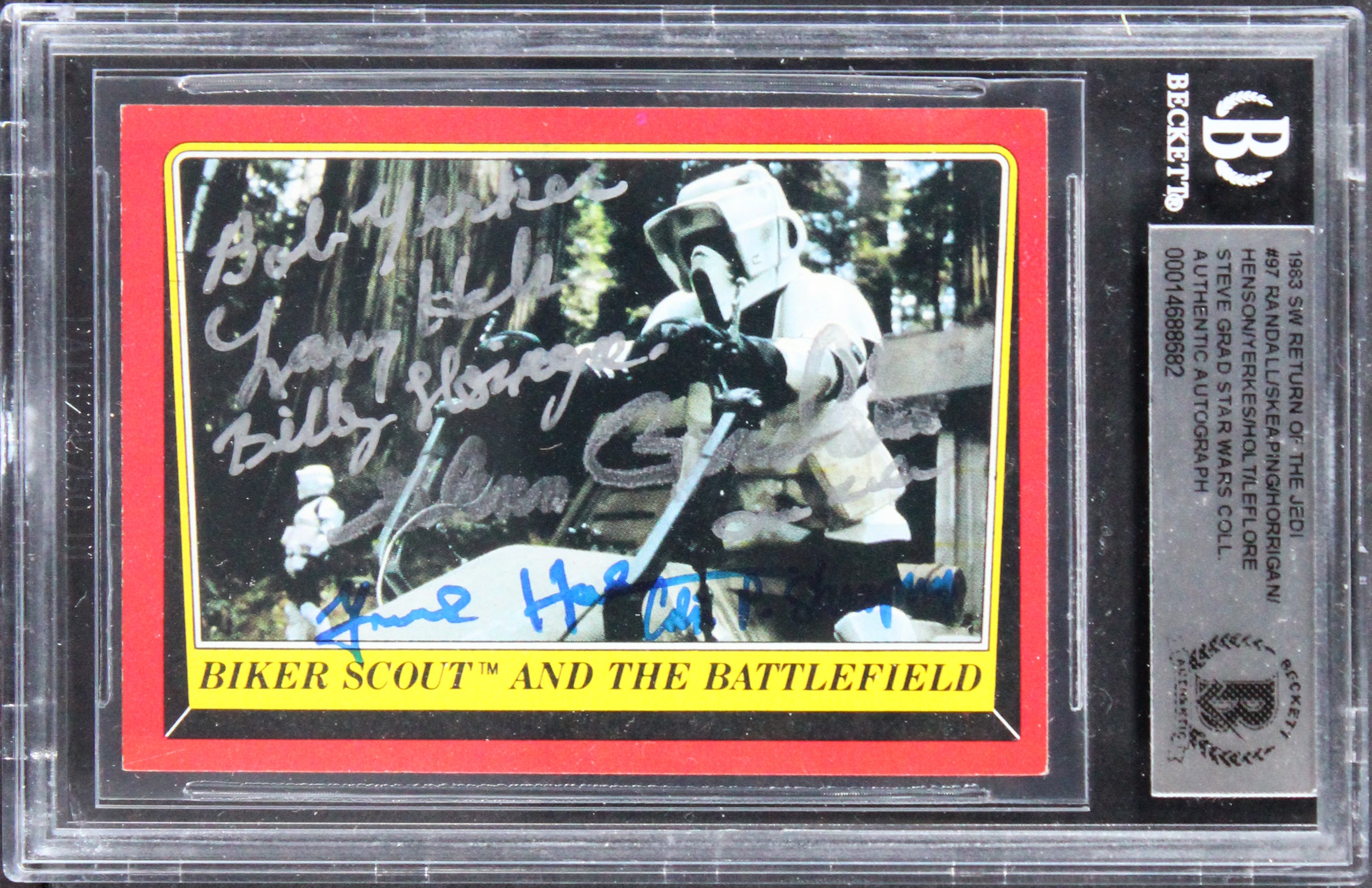 Star Wars (7) Randall, Skeaping, Holt +4 Signed 1983 ROTJ #87 Card BAS Slabbed