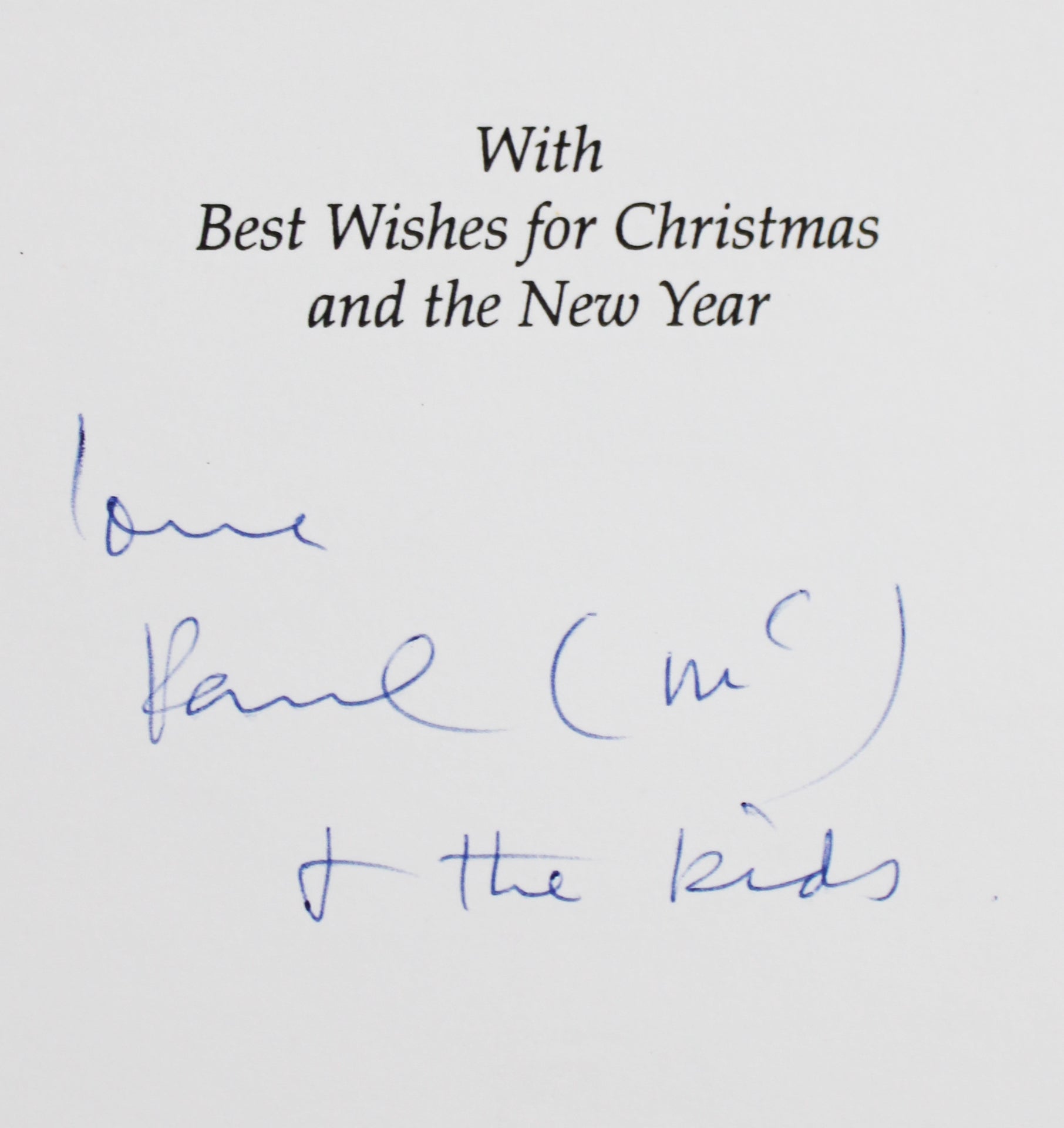 Paul McCartney "Love & the Kids" Signed Christmas Greeting Card PSA & JSA LOAs