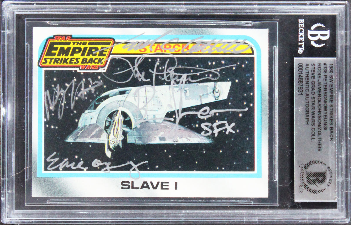 Star Wars (5) Peterson, Owyeung, Johnson +2 Signed 1980 ESB #138 Card BAS Slab