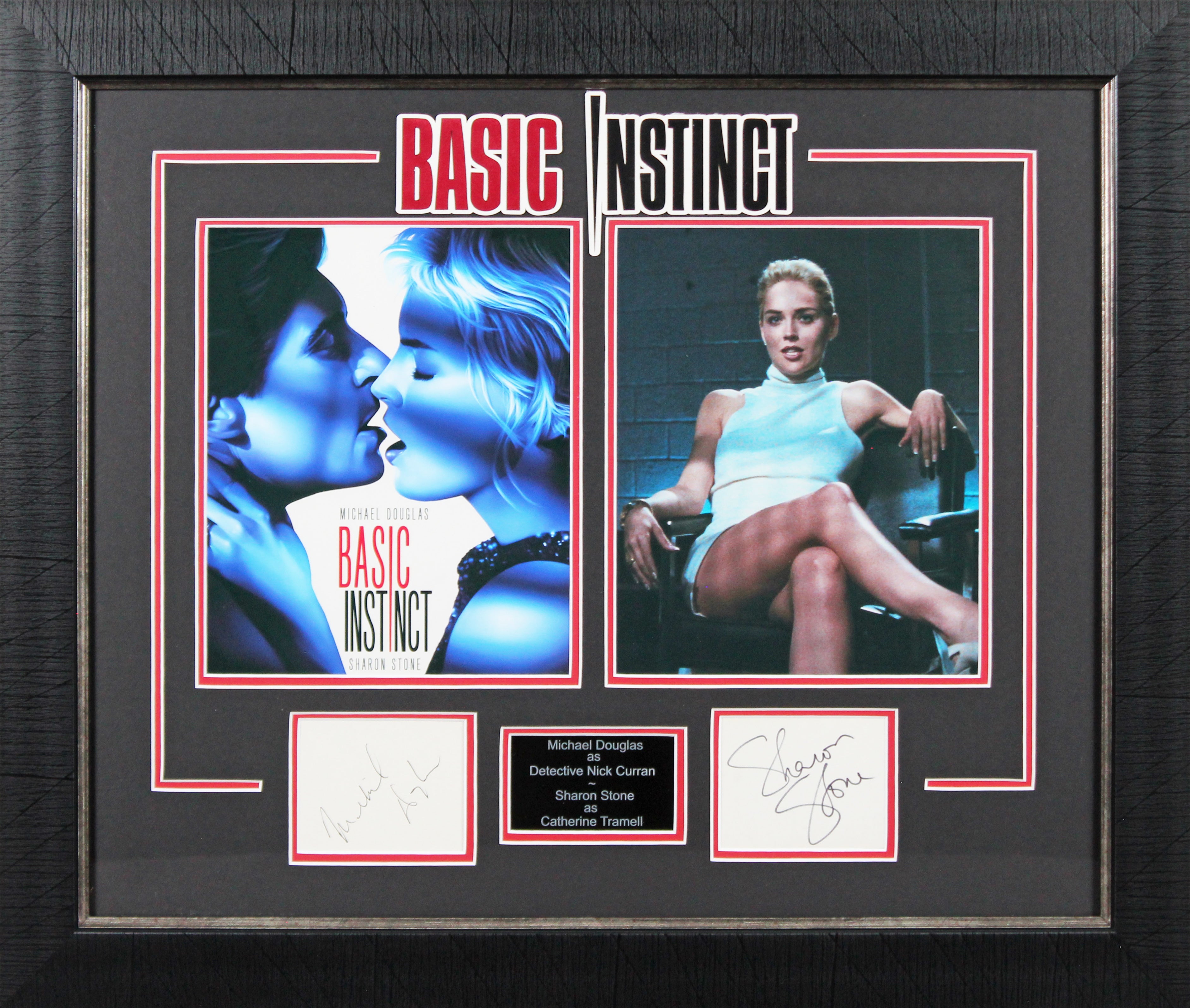 Michael Douglas & Sharon Stone Basic Instinct Signed Framed Display BAS #AD04862