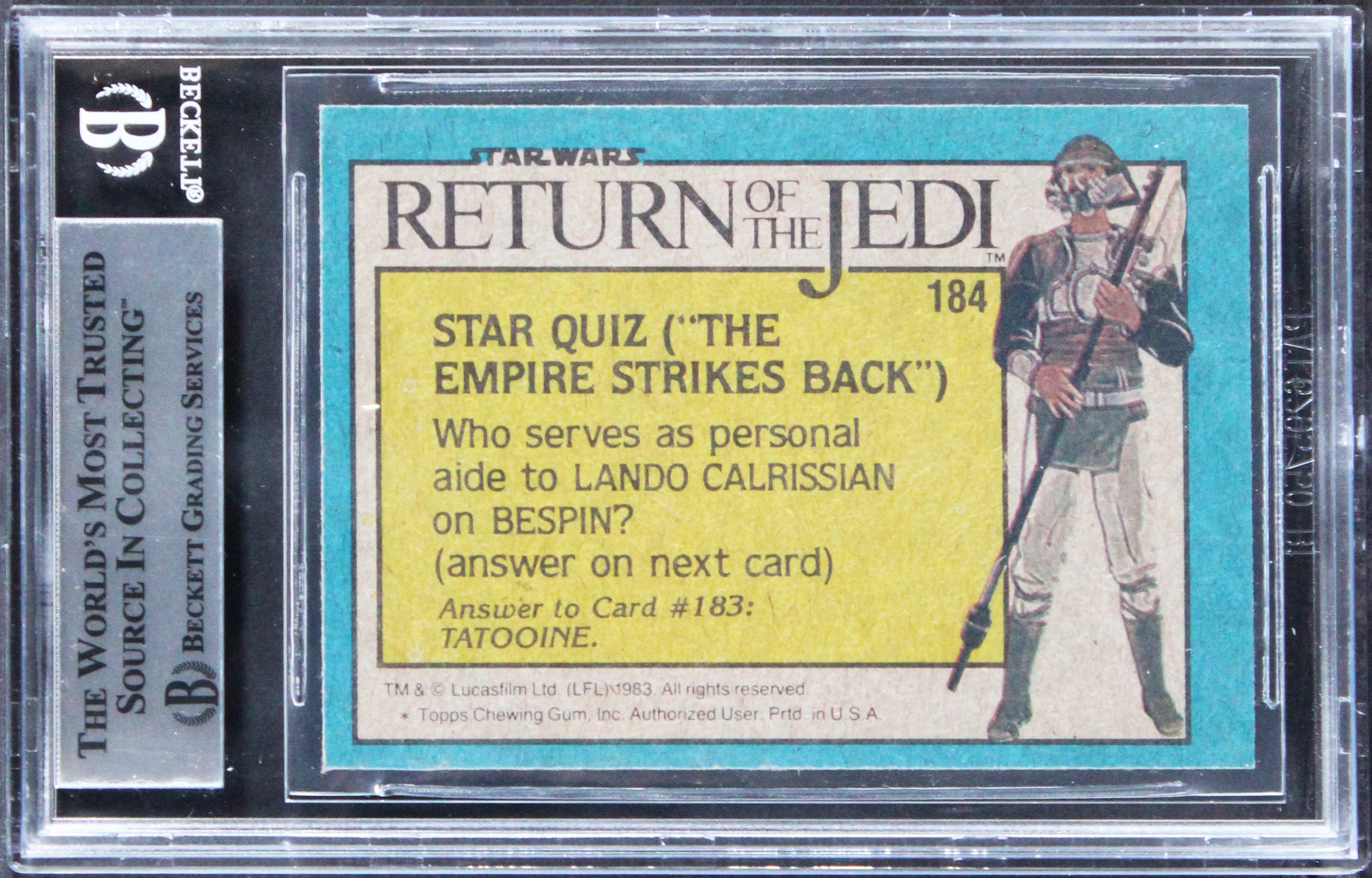 Star Wars (4) Tippett, McVey, Thatcher +1 Signed 1983 SW ROTJ #184 Card BAS Slab