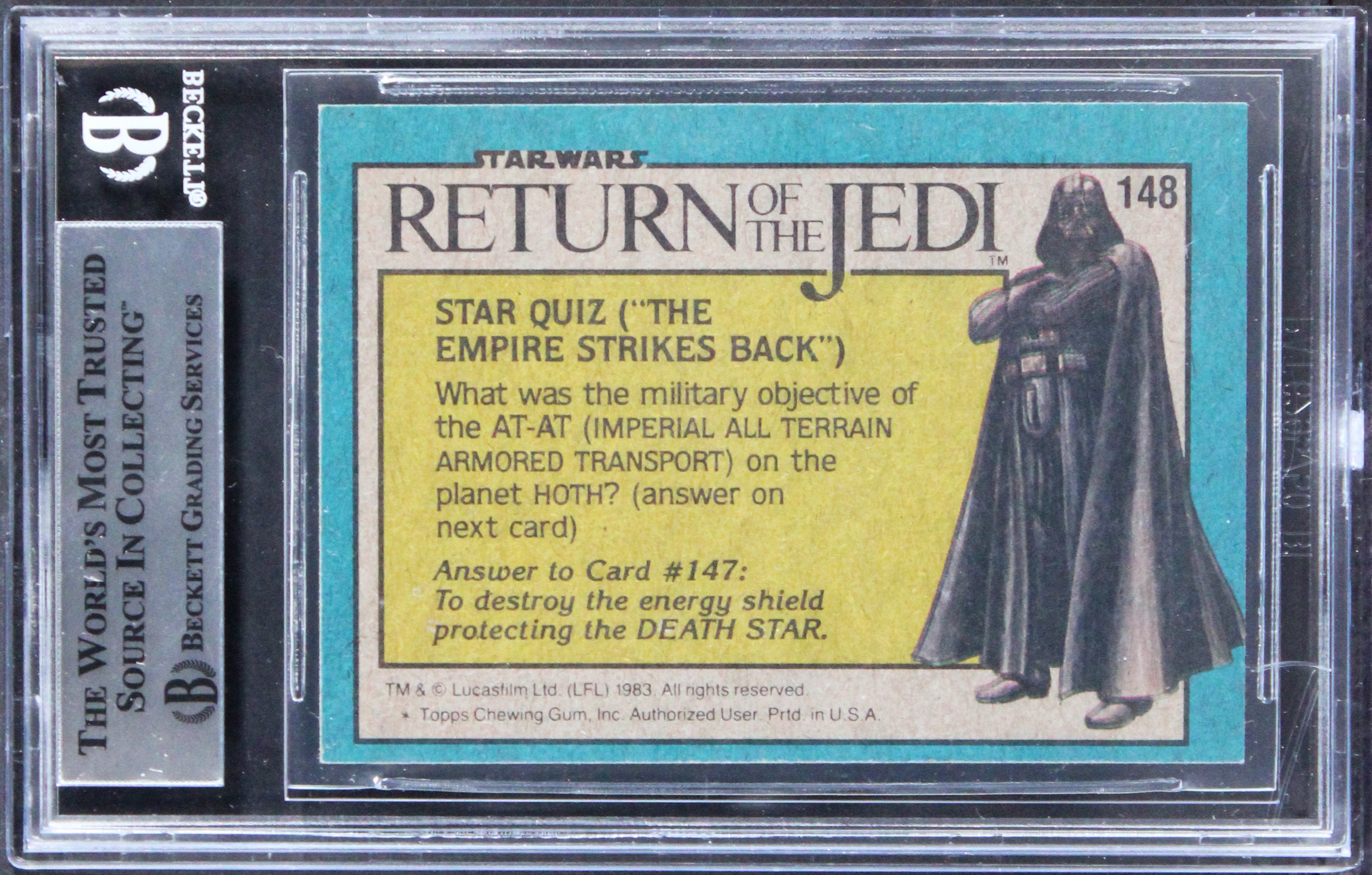 Star Wars (3) Holt, Horrigan & LeFlore Signed 1983 SW ROTJ #148 Card BAS Slabbed