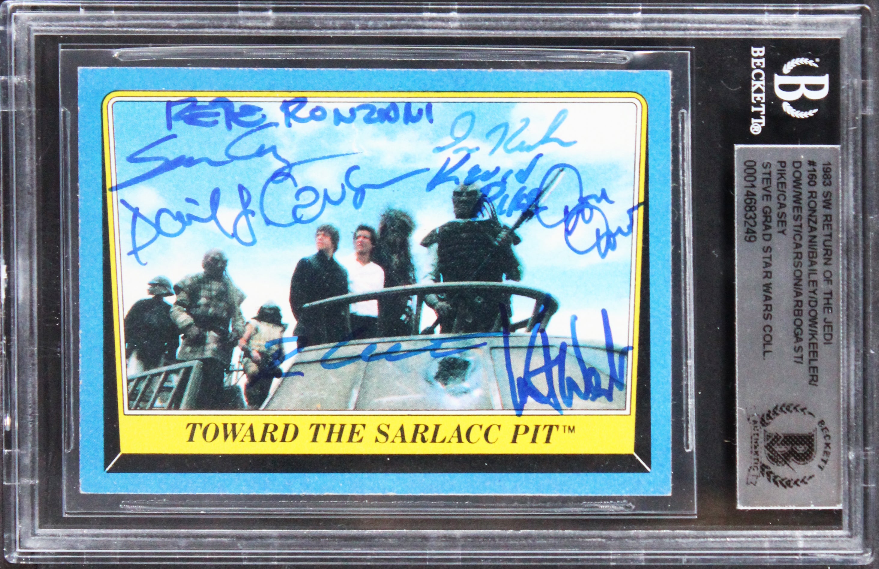 Star Wars (9) Ronzani, Bailey, Dow +6 Signed 1983 SW ROTJ #160 Card BAS Slabbed