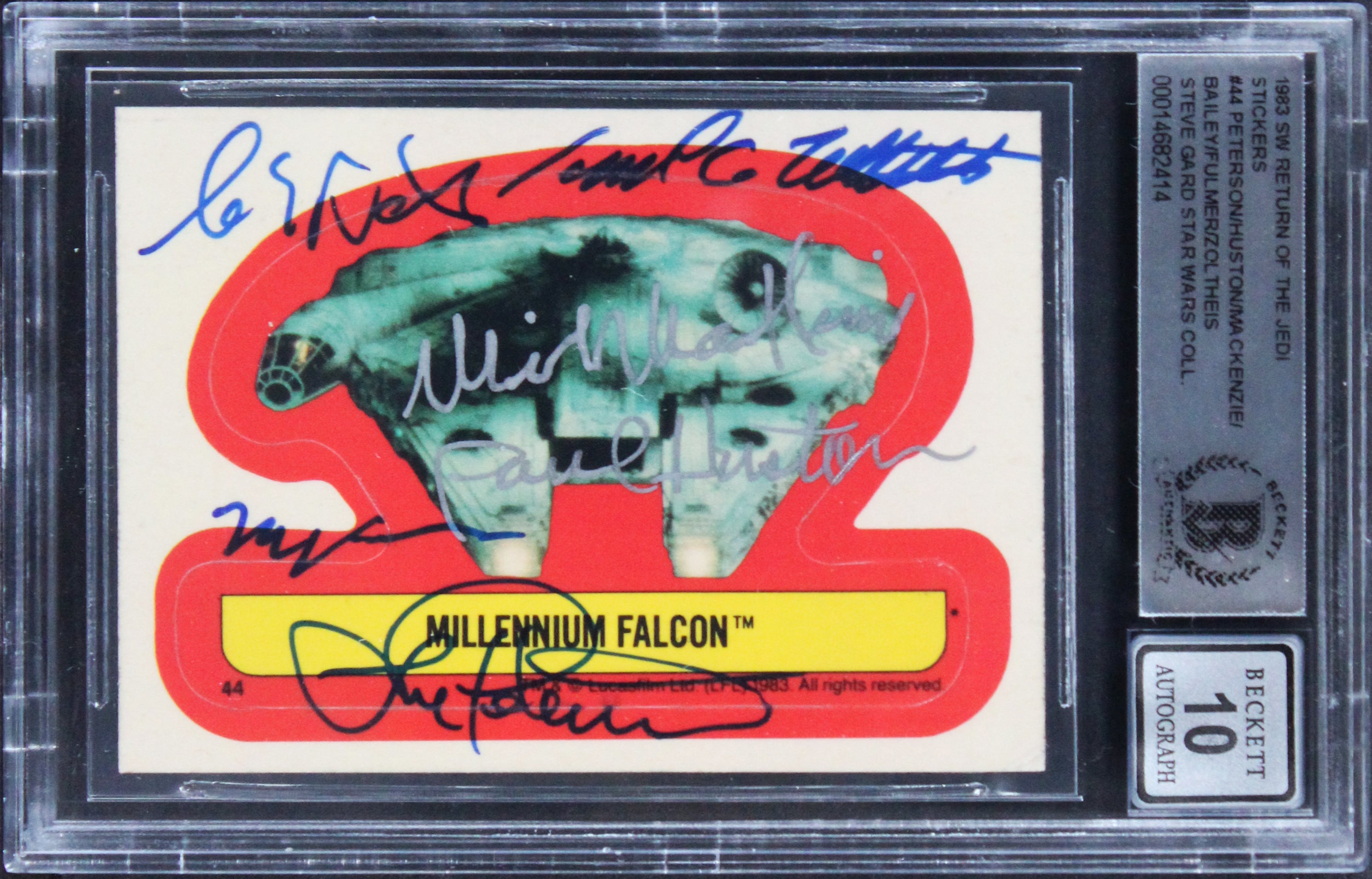 Star Wars (6) Peterson, Huston +4 1983 ROTJ Stickers #44 Card Auto 10! BAS Slab