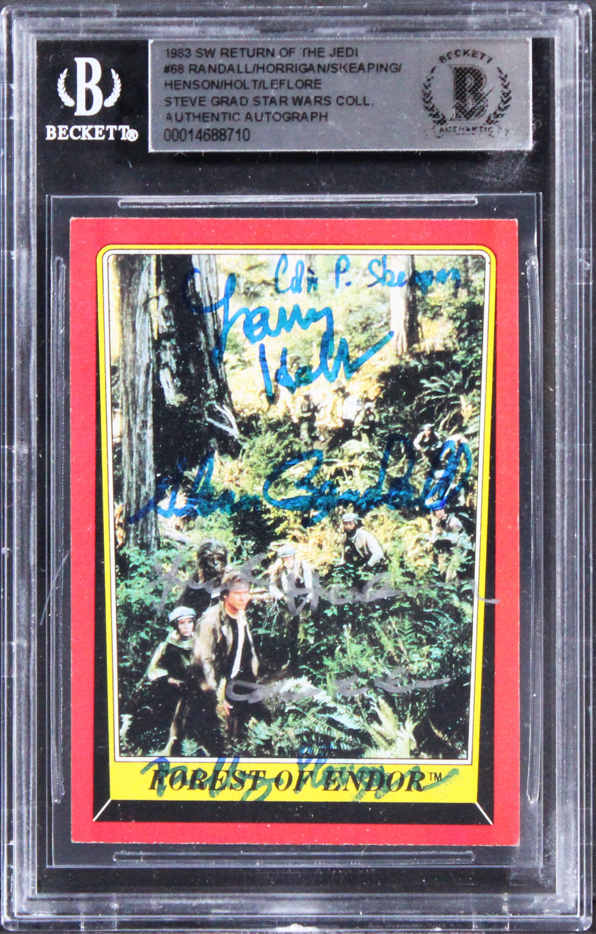 Star Wars (6) Randall, Horrigan, Skeaping +3 Signed 1983 ROTJ #68 Card BAS Slab