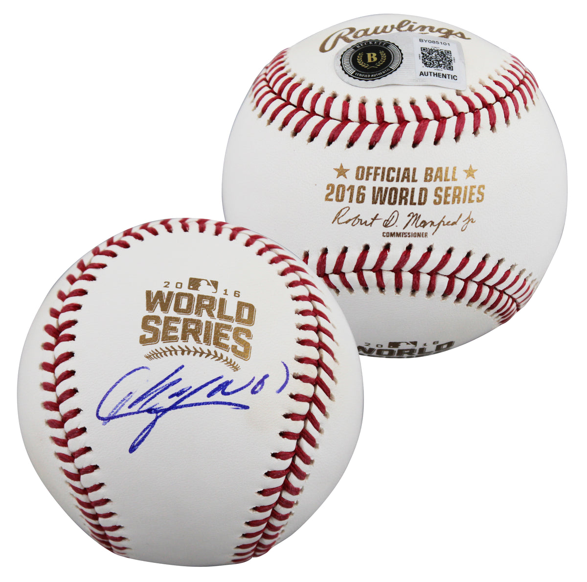 Cubs Aroldis Chapman Signed 2016 World Series Logo OML Baseball BAS #BY085101
