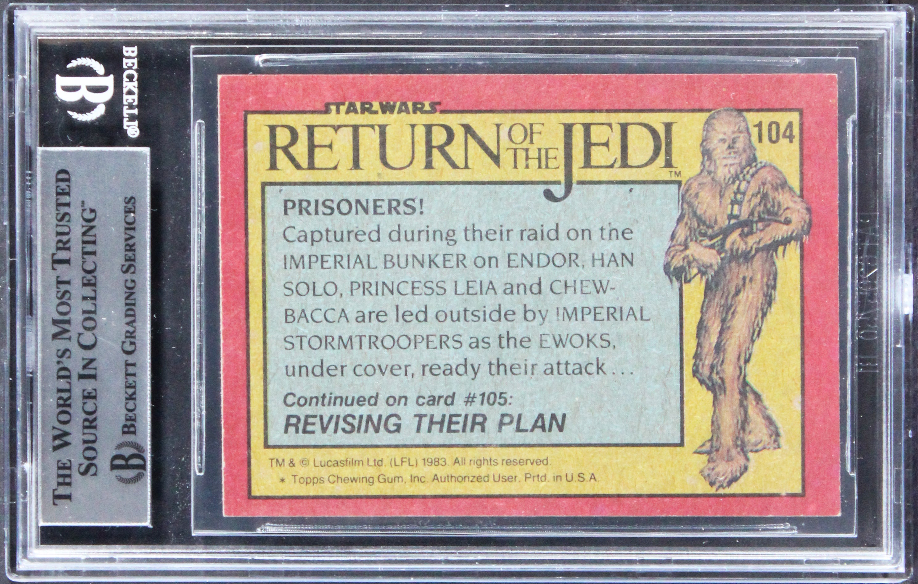 Star Wars (6) Peter Mayhew, Randall +4 Signed 1983 SW ROTJ #104 Card BAS Slabbed