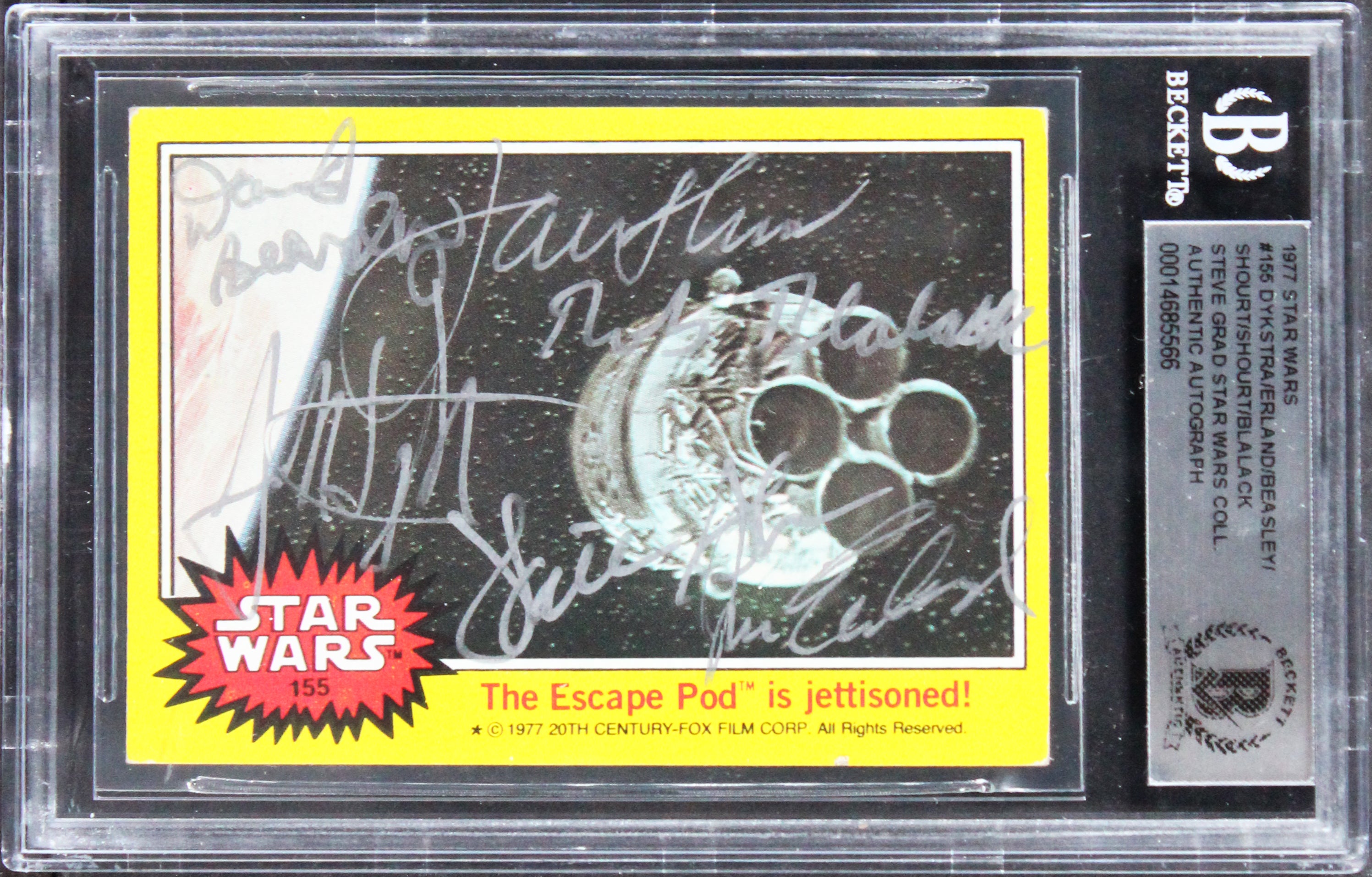 Star Wars (6) Erland. Beasley, Blalack +3 Signed 1977 SW #155 Card BAS Slabbed