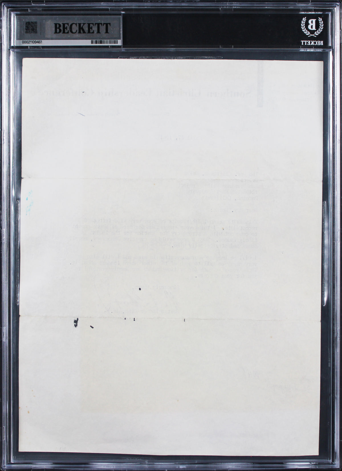 Martin Luther King Jr. Signed 8.5x11 Letter Dated April 1964 Auto 9! BAS Slabbed