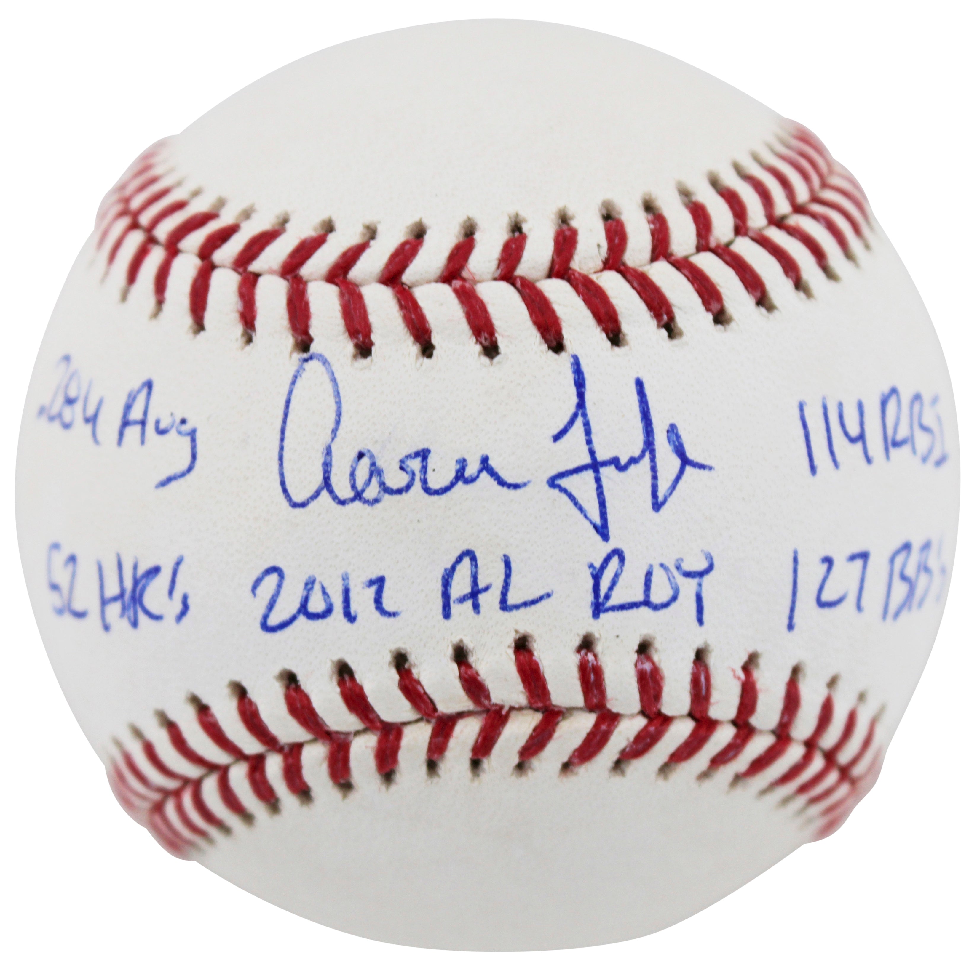 Yankees Aaron Judge "2017 AL ROY Stat" Signed Oml Baseball #36/99 MLB & Fanatics