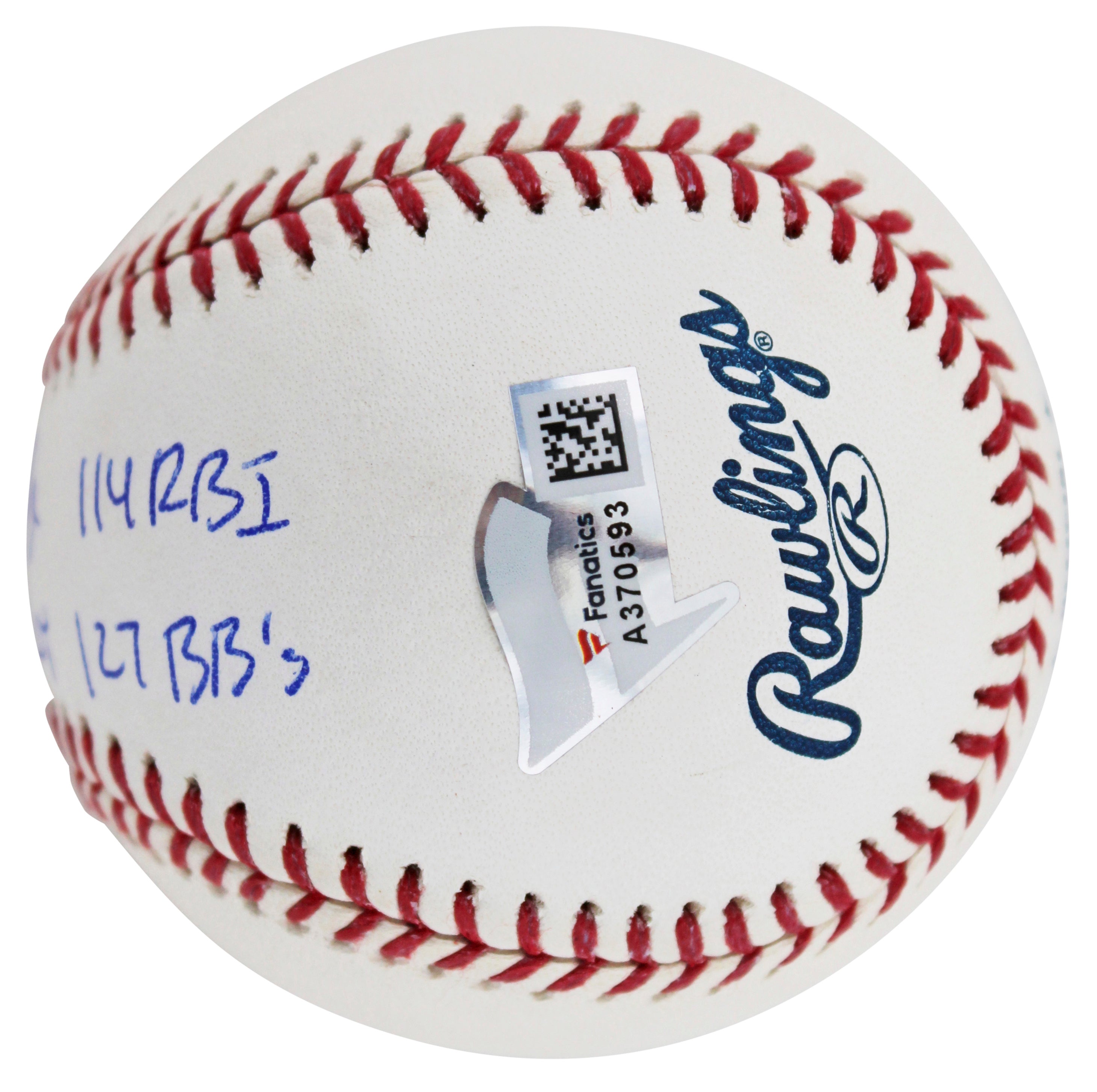 Yankees Aaron Judge "2017 AL ROY Stat" Signed Oml Baseball #36/99 MLB & Fanatics