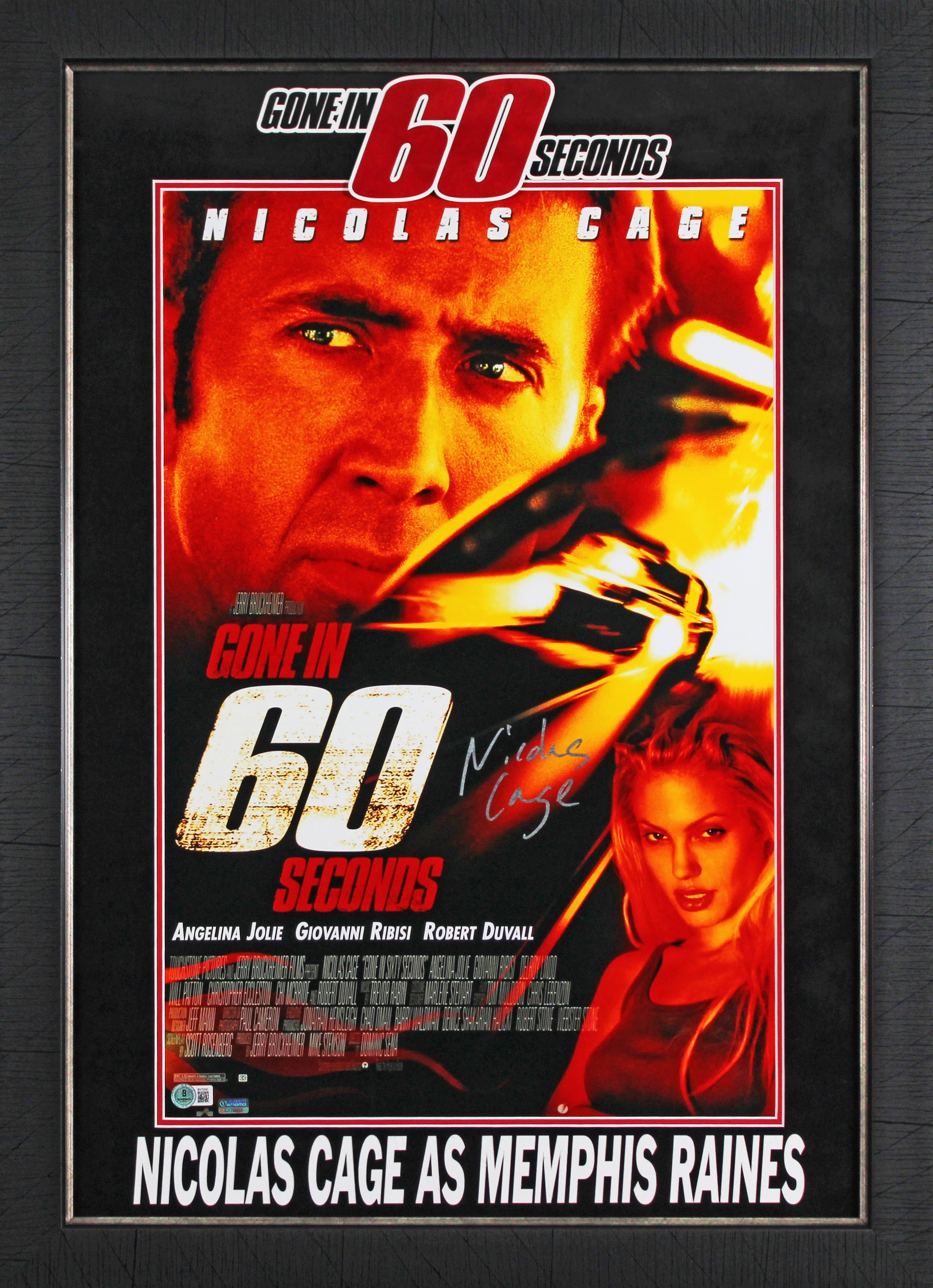 Nicolas Cage Gone in 60 Seconds Authentic Signed Framed 16x24 Photo BAS