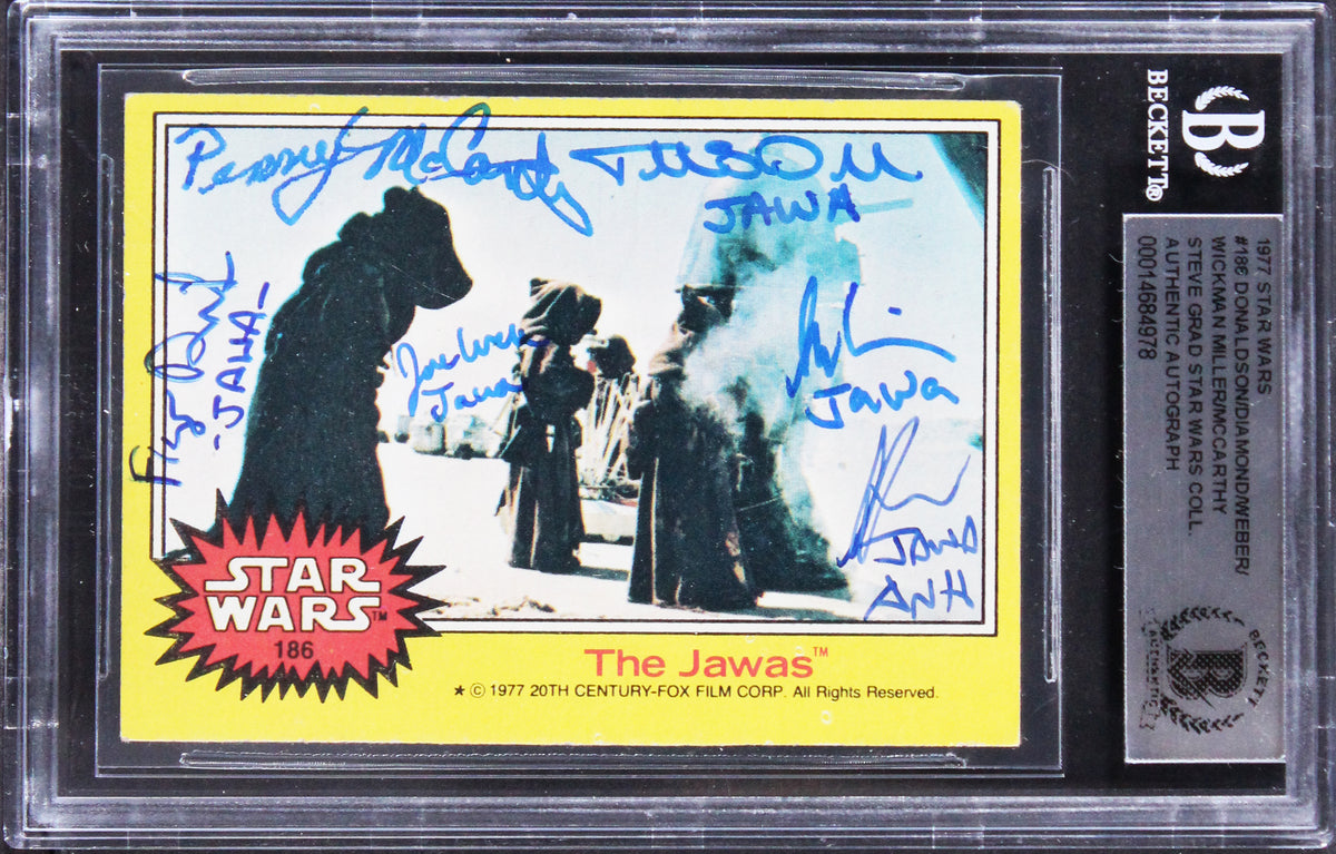 Star Wars (6) Donaldson, Diamond, Miller +3 Signed 1977 SW #186 Card BAS Slabbed