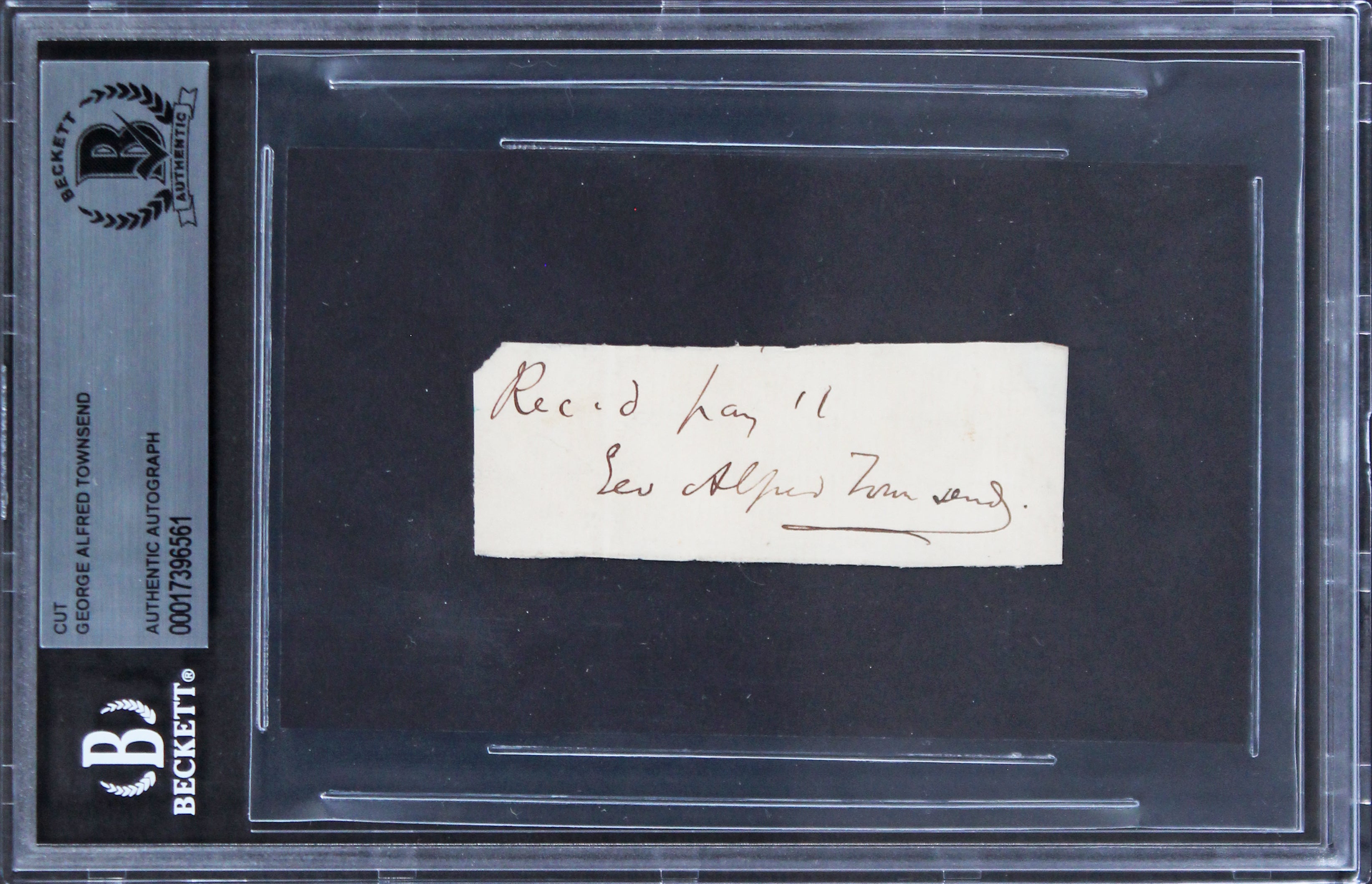 George Alfred Townsend Authentic Signed 1x3 Cut Signature BAS Slabbed