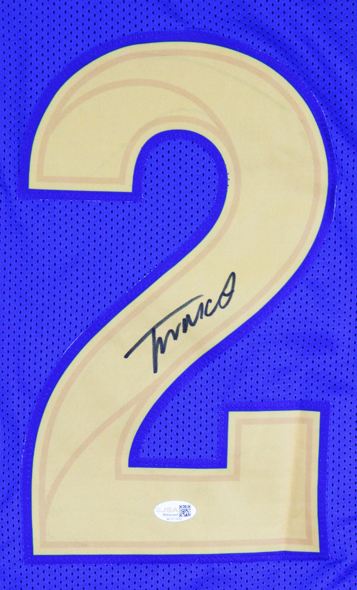 Trent McDuffie Authentic Signed Blue Pro Style Jersey Autographed JSA Witness