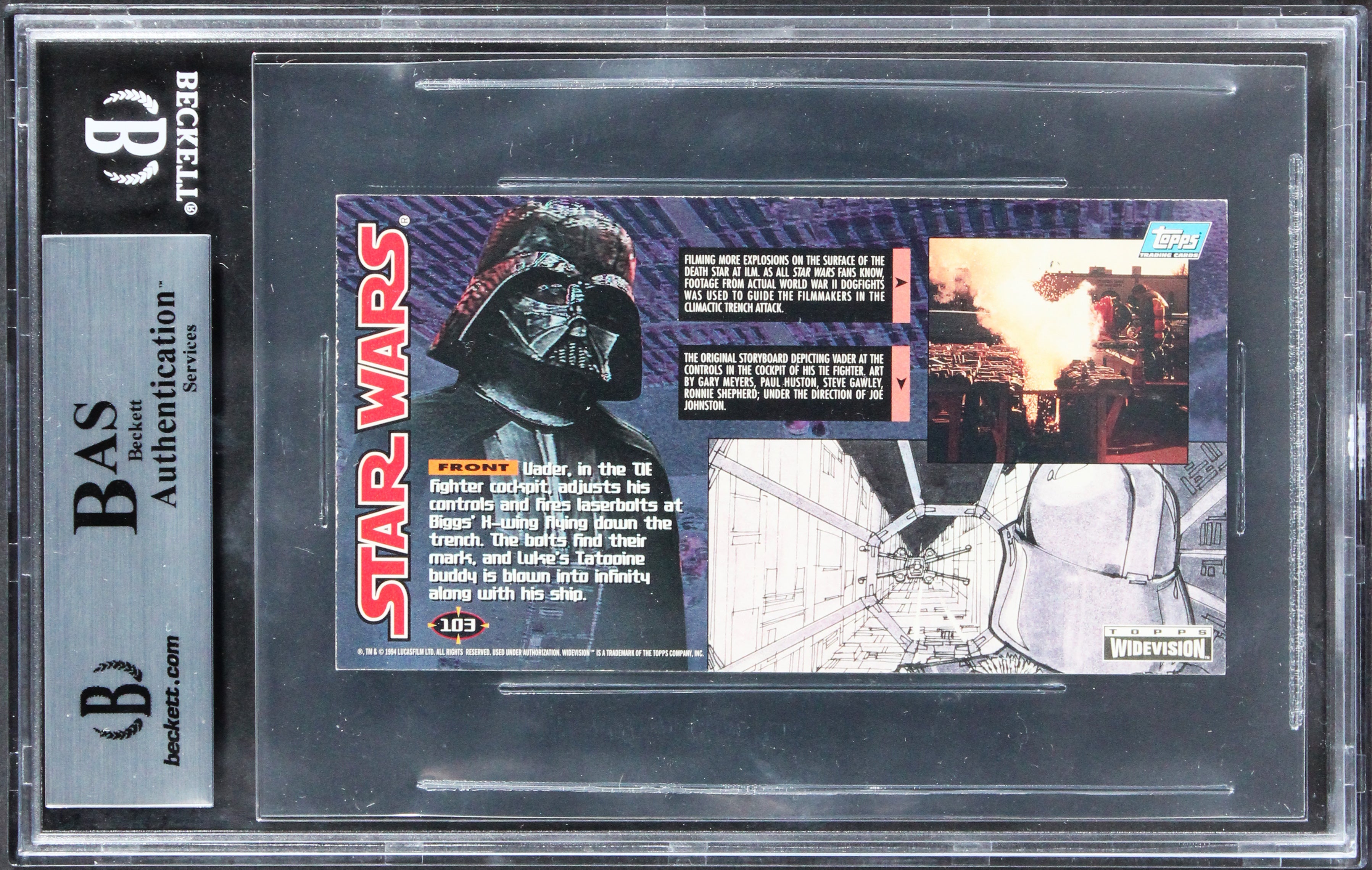 Star Wars (3) Bayley, Green +1 Signed 1995 SW Widevision #103 Card BAS Slabbed