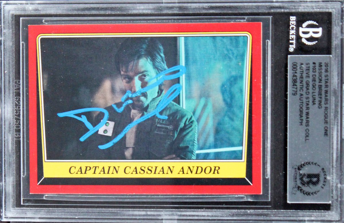 Diego Luna Signed 2016 Star Wars Rogue One Mission Briefing #103 Card BAS Slab 1