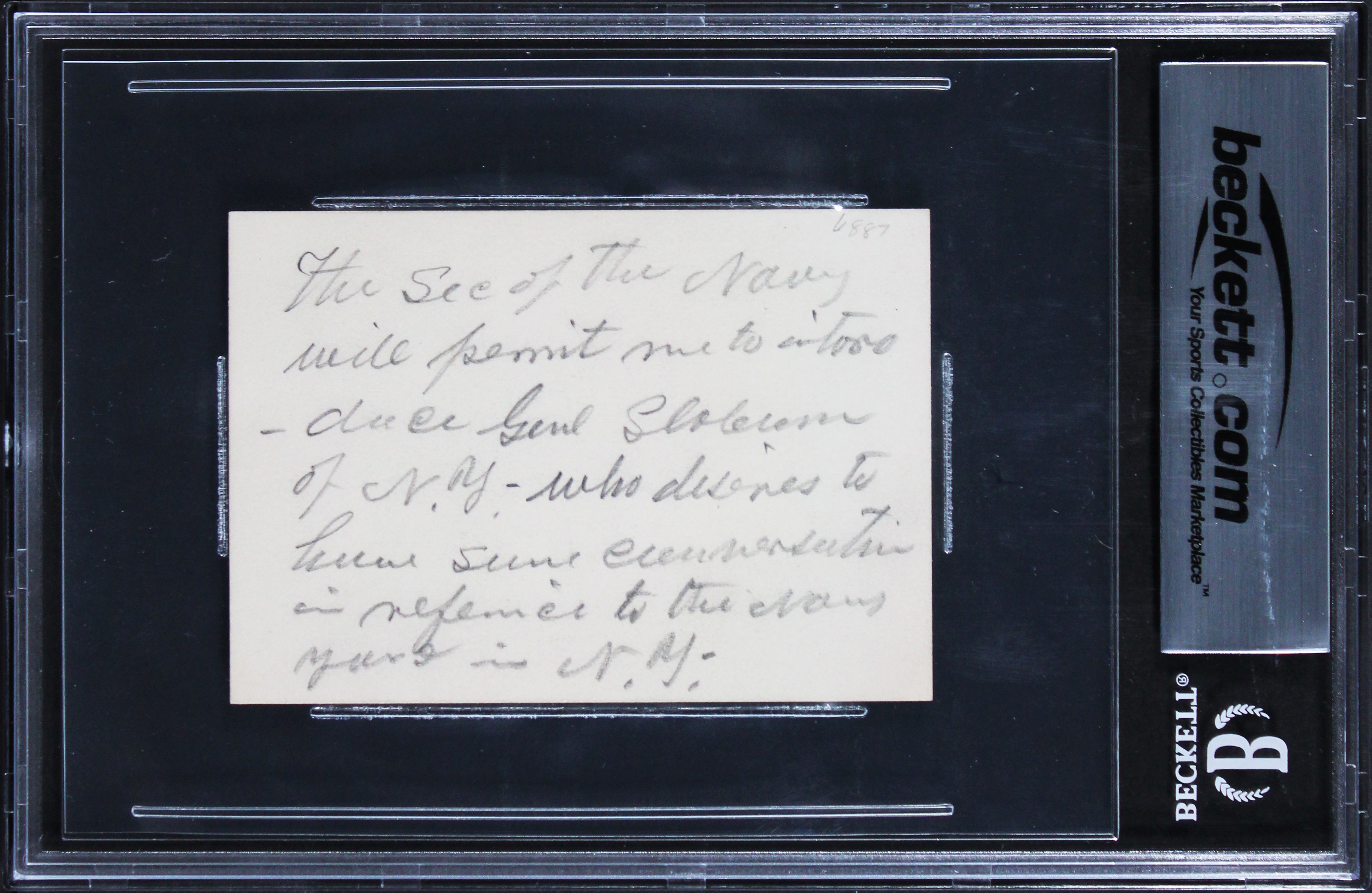 Andrew Johnson Authentic Signed 3.75x2.5 Undated Handwritten Note BAS Slabbed