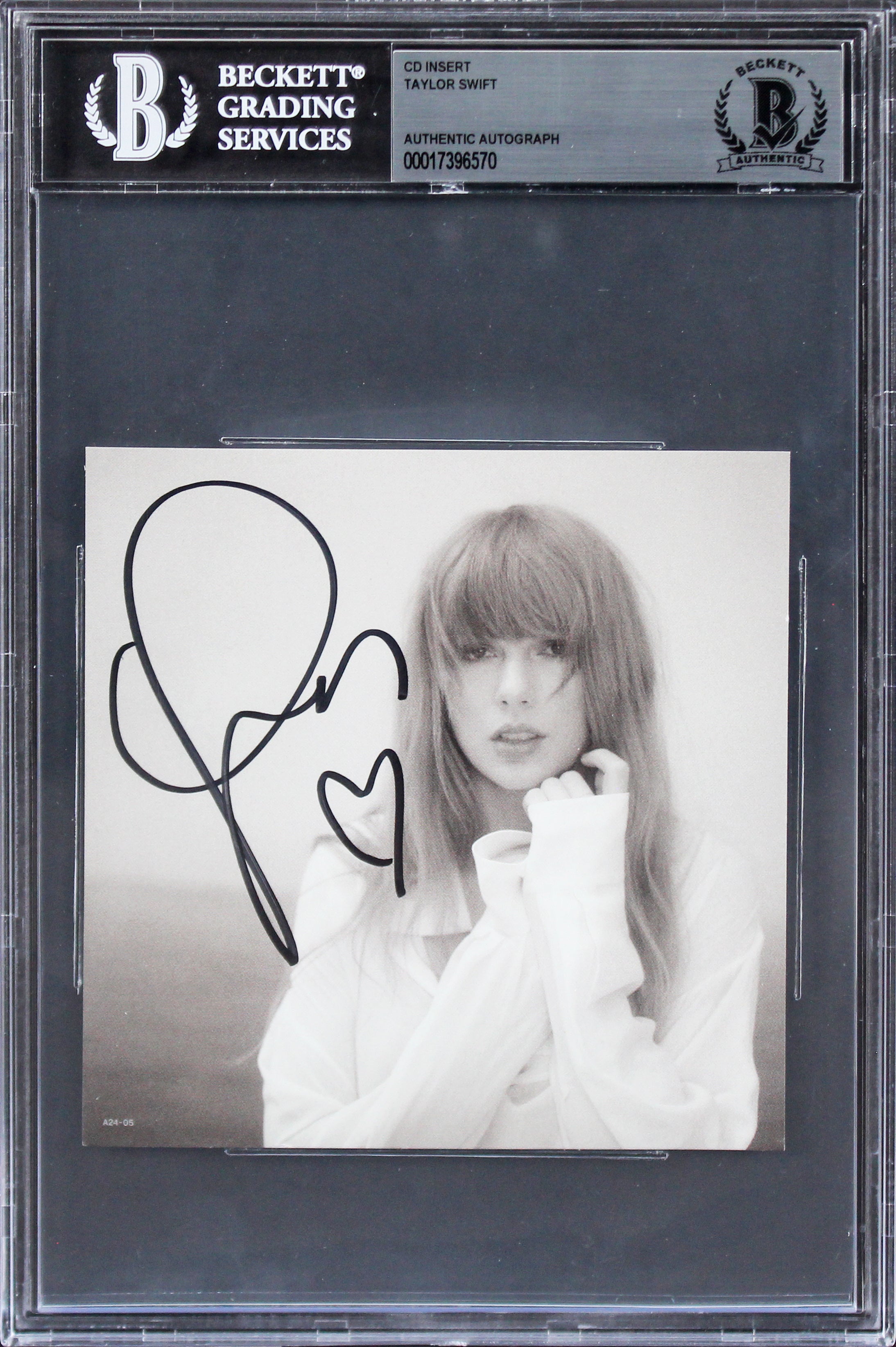 Taylor Swift Signed The Tortured Poets Department CD Insert w/ Heart BAS Slabbed